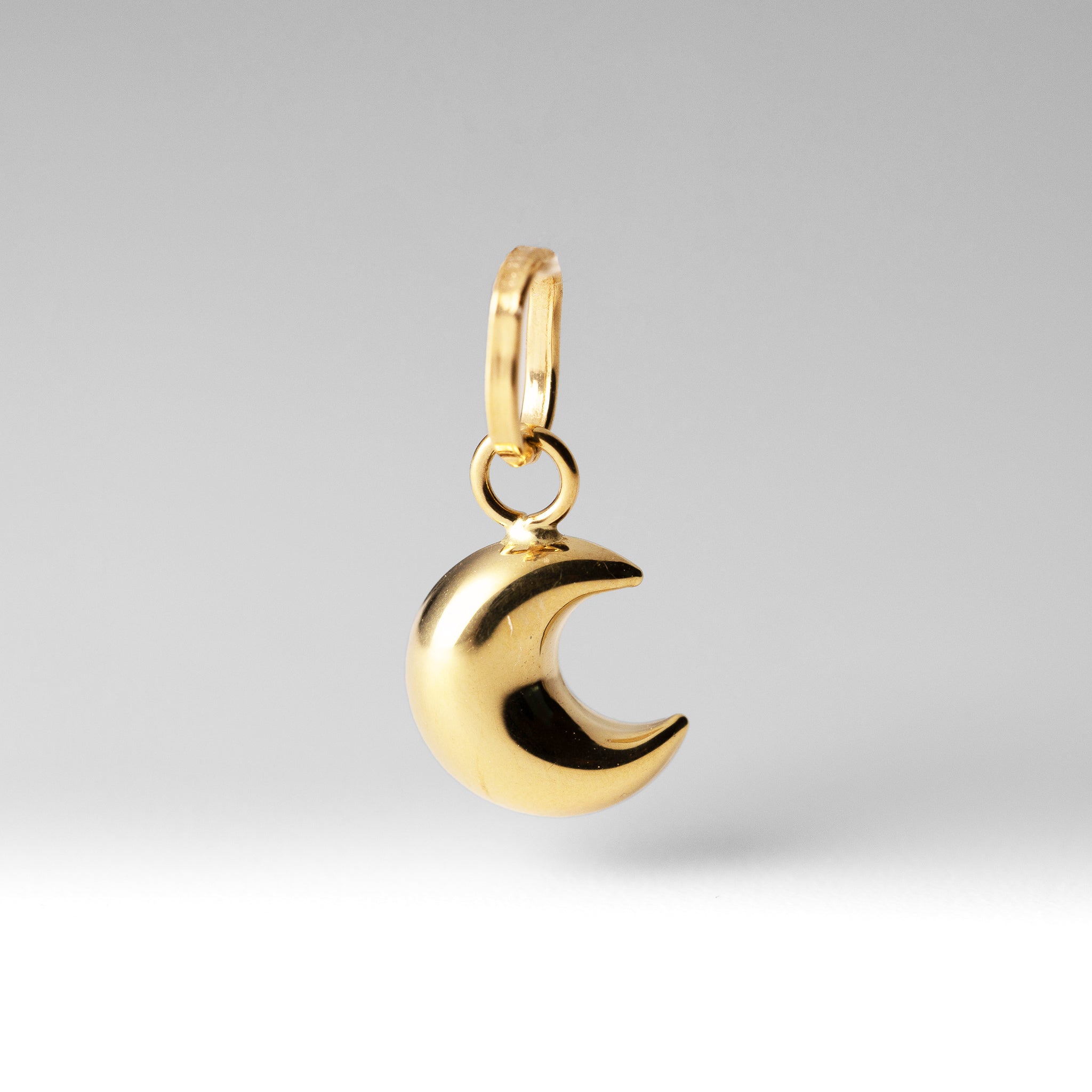 Gold Mini Polished Puffed Moon Pendant - Charlie & Co. Jewelry