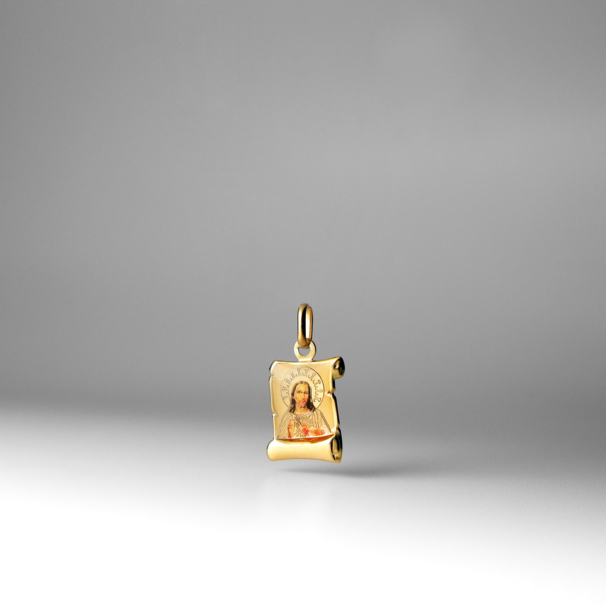 Gold Jesus Heart Enamel Plate Pendant - Model 177