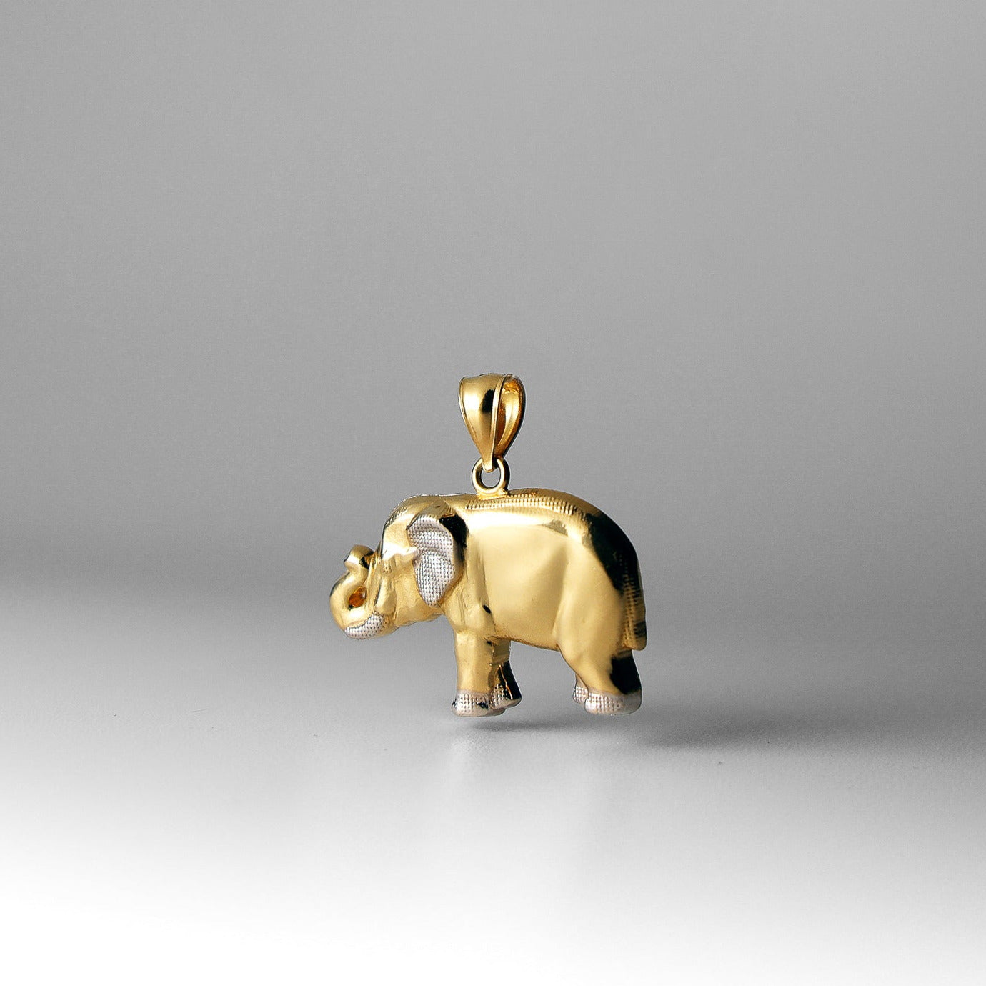 Gold Elephant Pendant Two-Tones Model-1625 - Charlie & Co. Jewelry