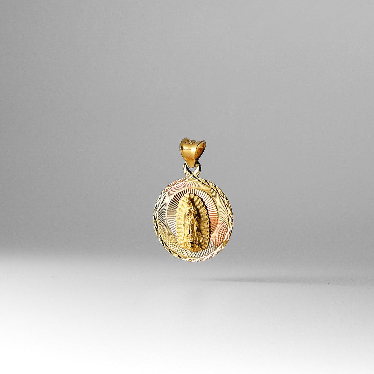 Gold Guadalupe Stamp Pendant - Model 292 - Charlie & Co. Jewelry