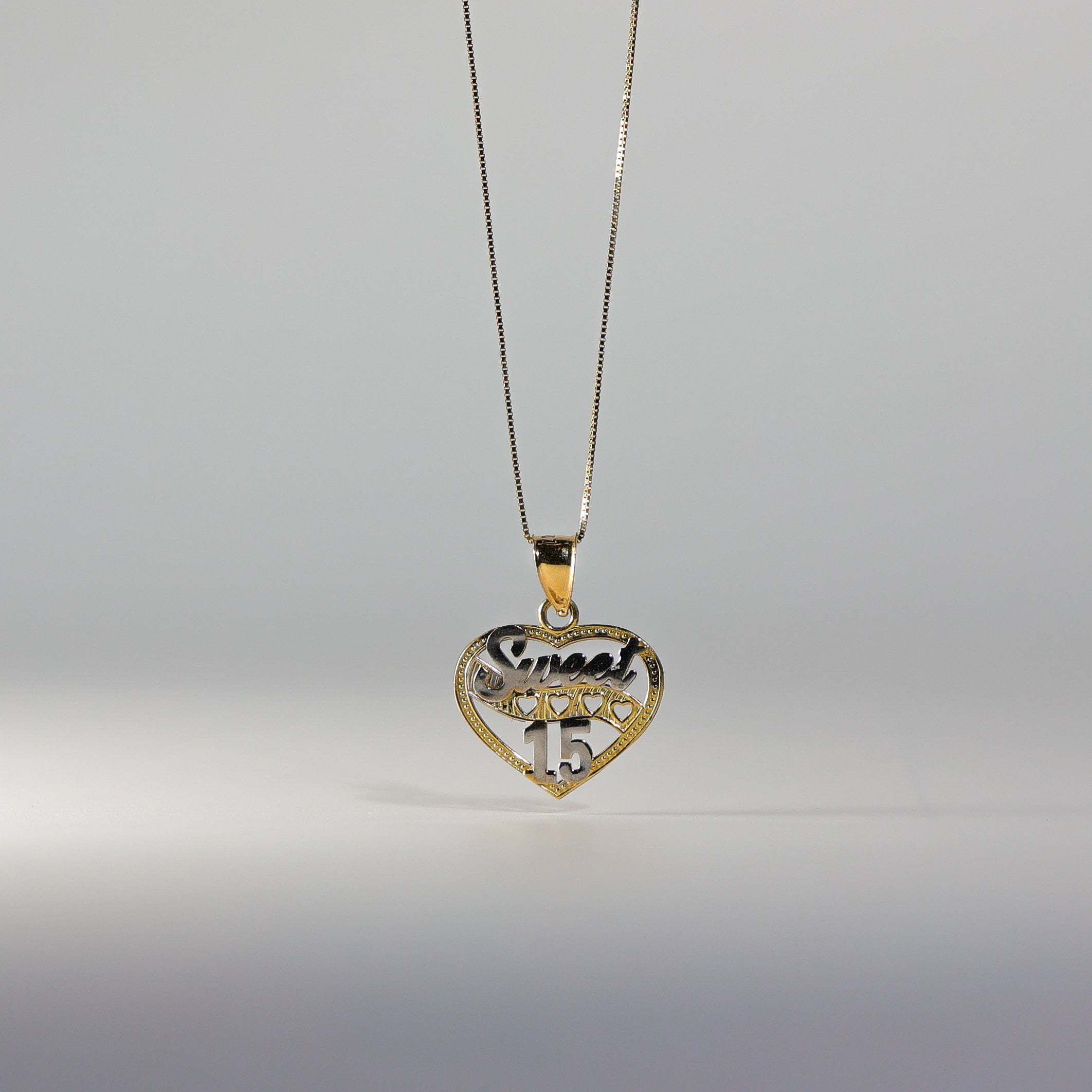 Gold Sweet 15 Years Heart Pendant Model-0362 - Charlie & Co. Jewelry