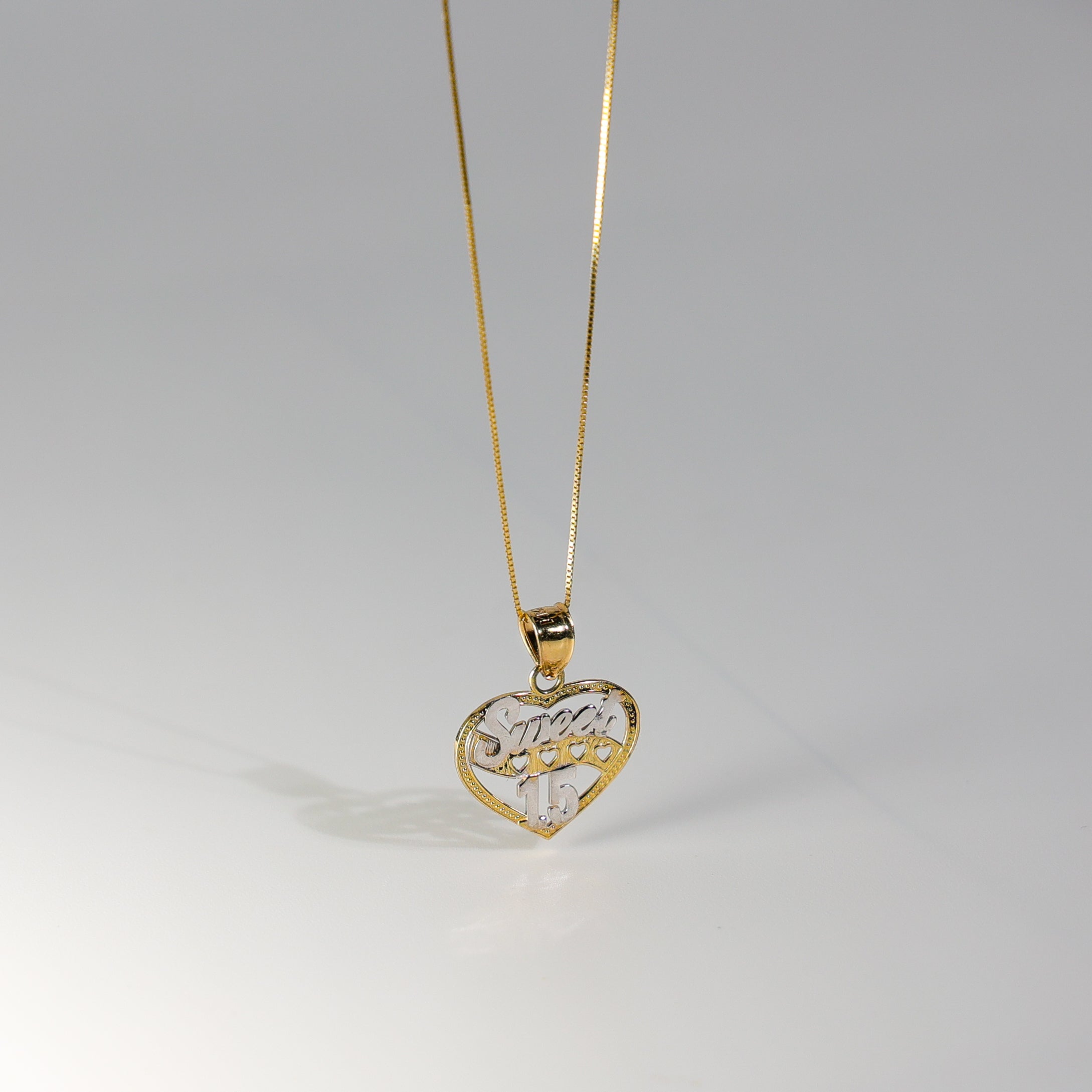 Gold Sweet 15 Years Heart Pendant Model-0362 - Charlie & Co. Jewelry