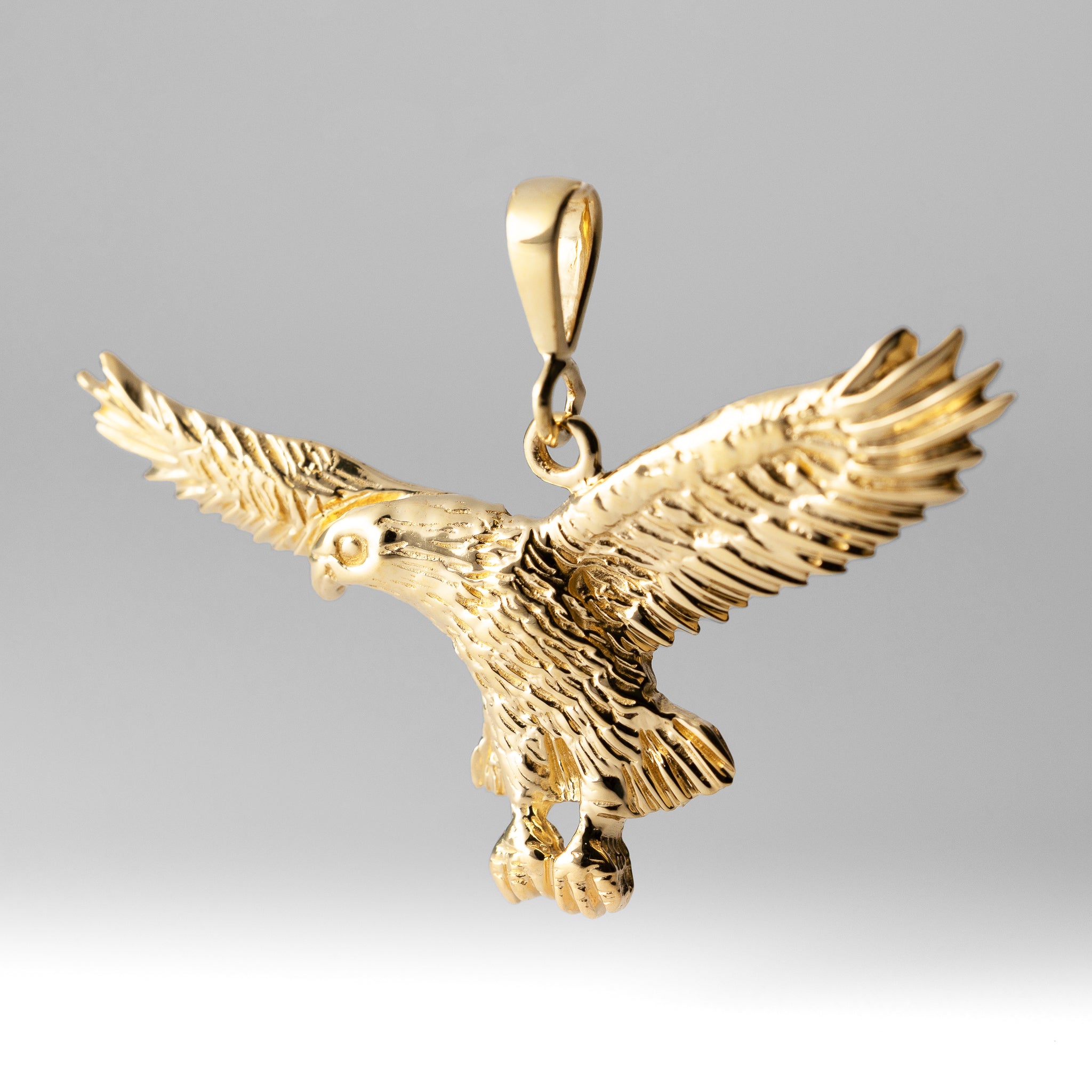 Gold Extra Large Flying Eagle Pendant - Model C2435 - Charlie & Co. Jewelry
