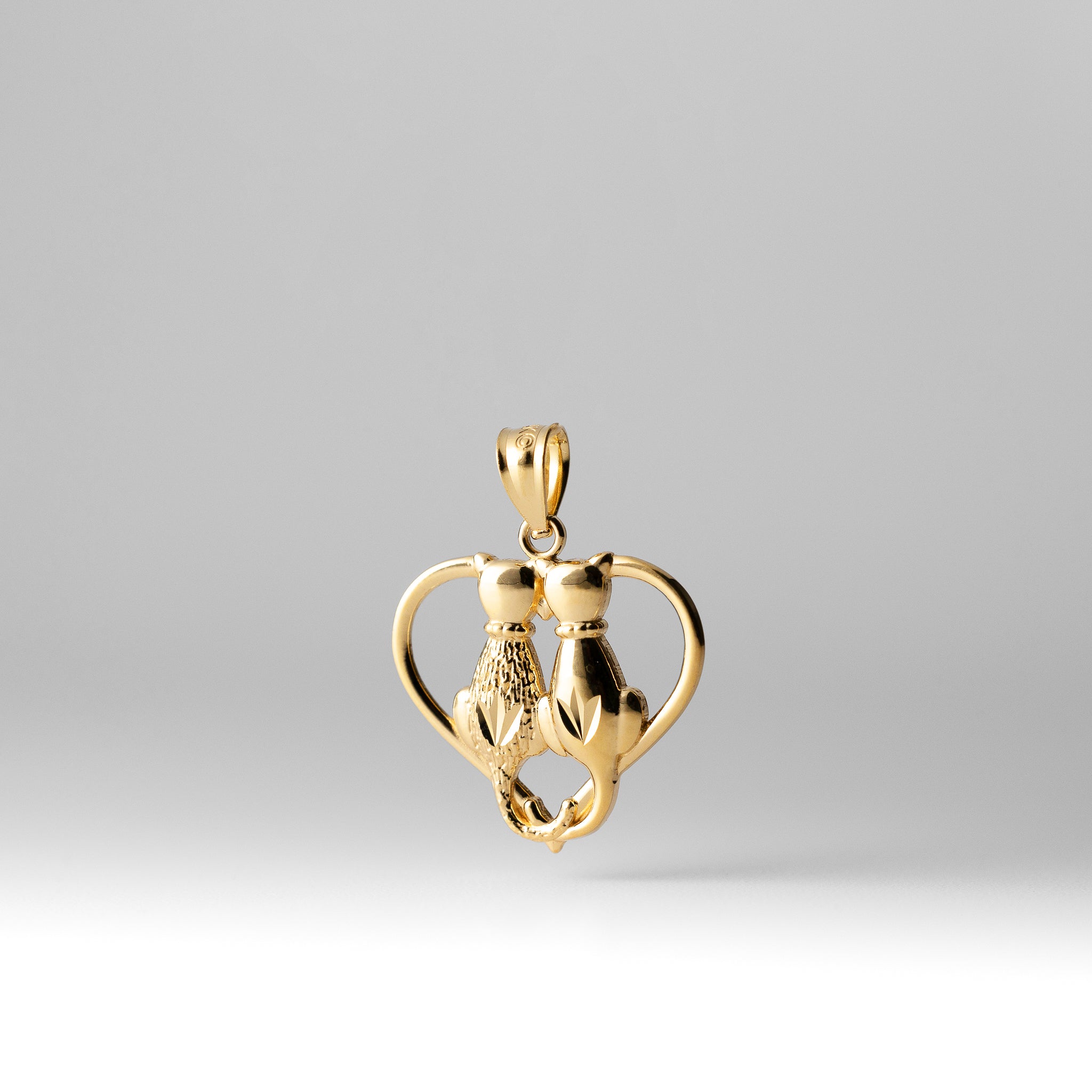 Gold Sitting Cats in Heart Pendant - Charlie & Co. Jewelry