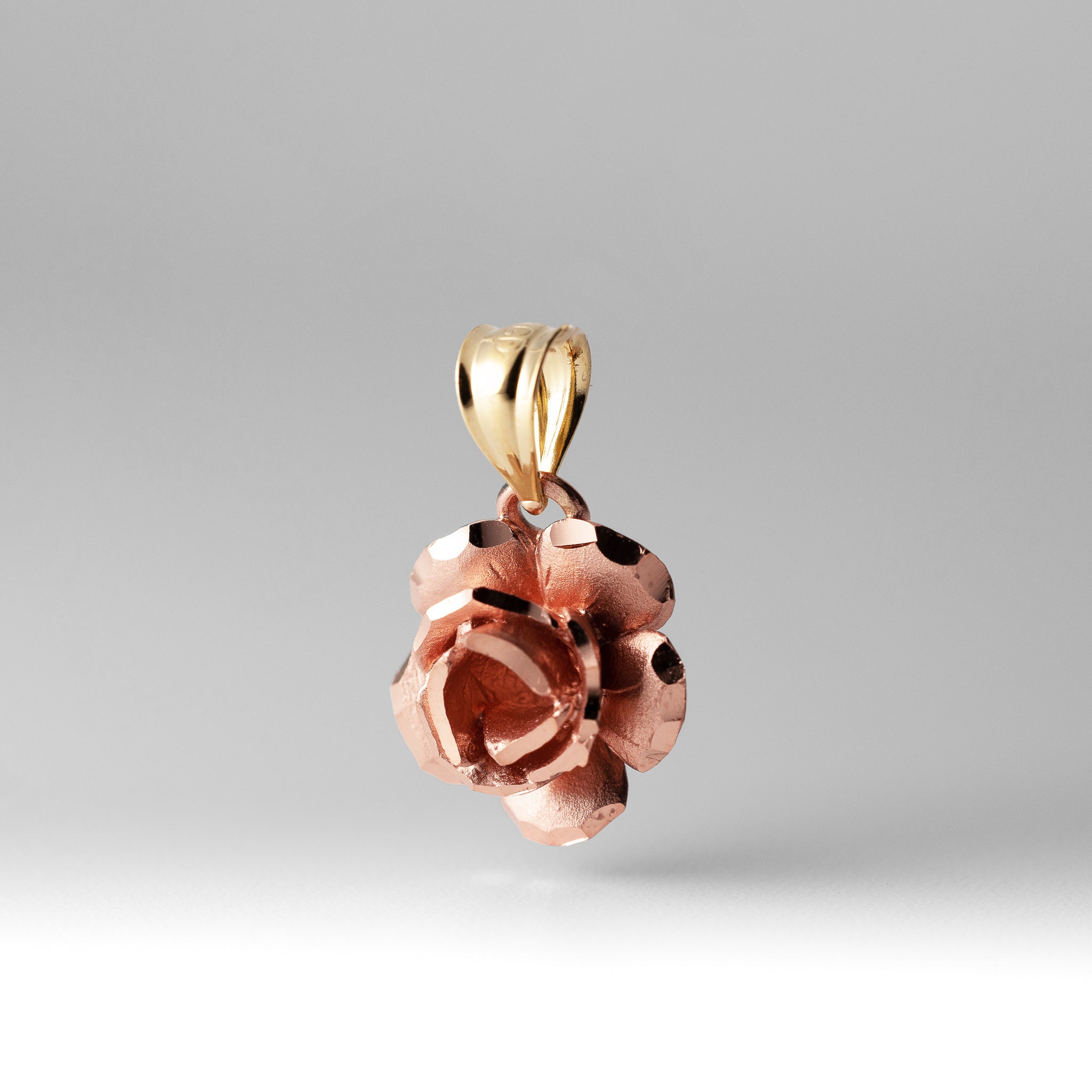Two-Tone Gold Rose Charm Pendant - Model D617 - Charlie & Co. Jewelry