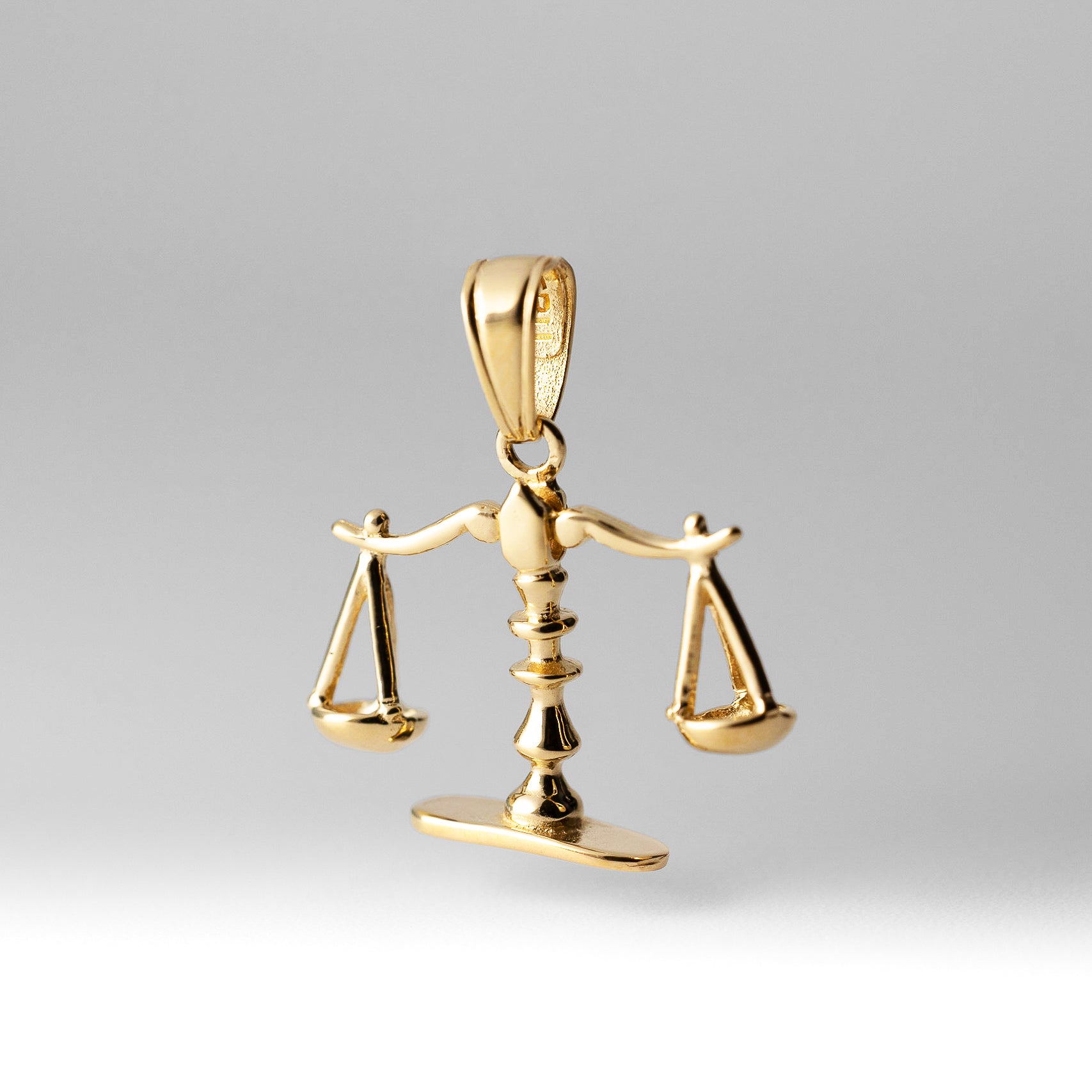 Gold 3-D Moveable Scales of Justice Pendant - Model C3122 - Charlie & Co. Jewelry