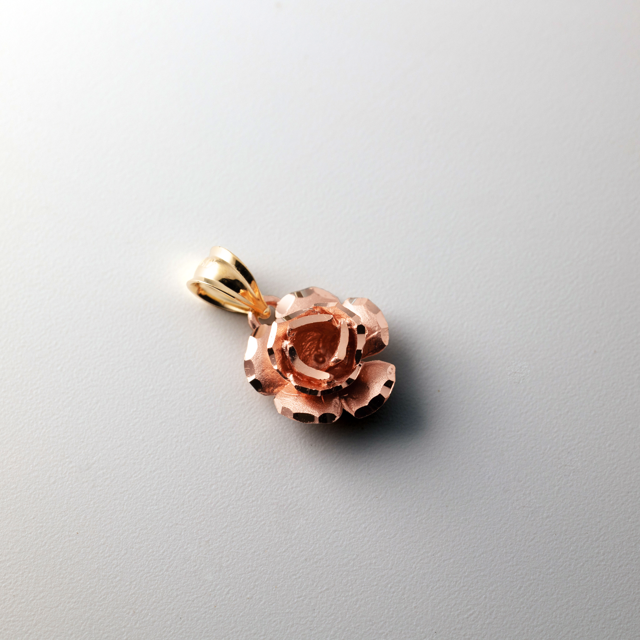 Two-Tone Gold Rose Charm Pendant - Model D617 - Charlie & Co. Jewelry