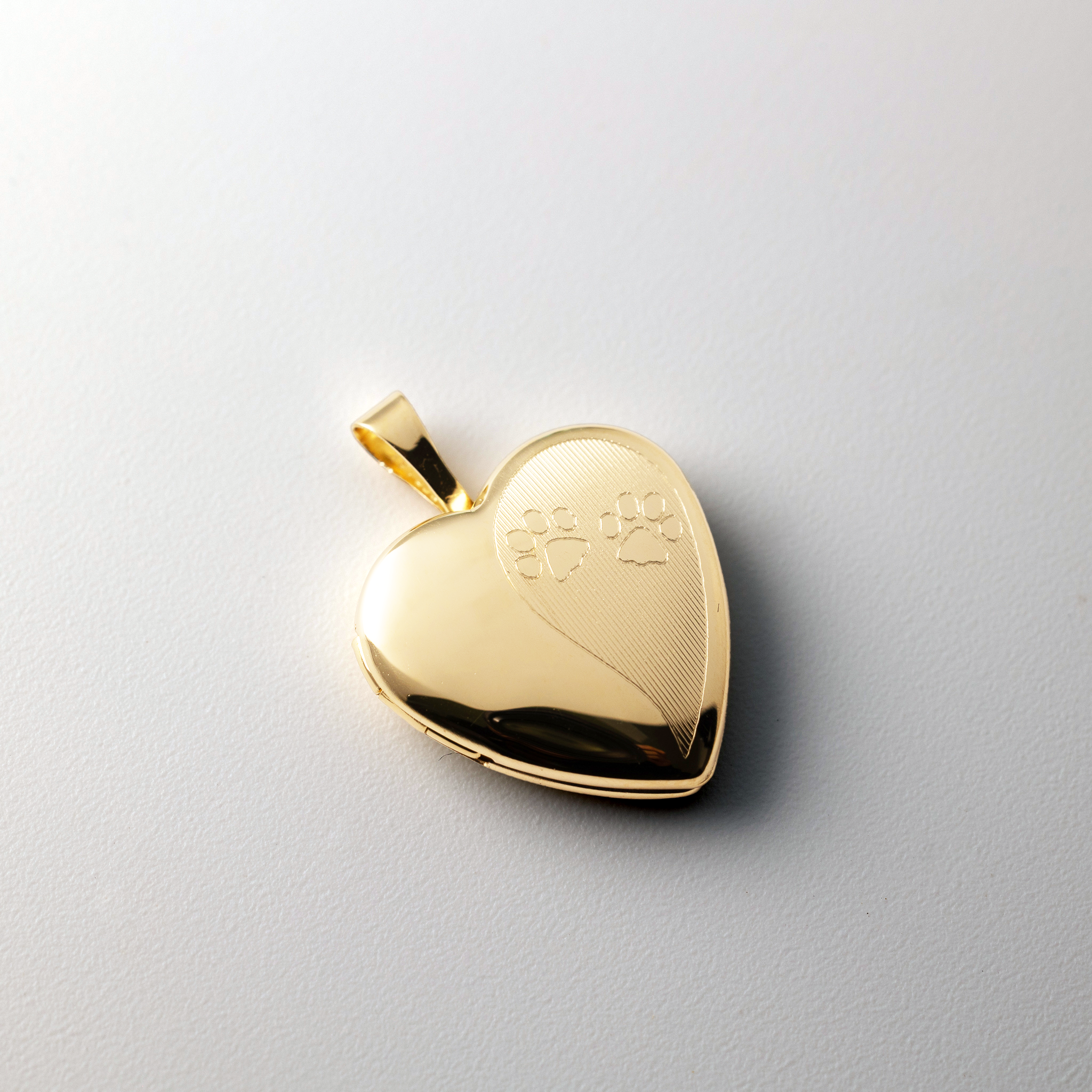 Gold Paw Prints Medium Heart Locket Pendant