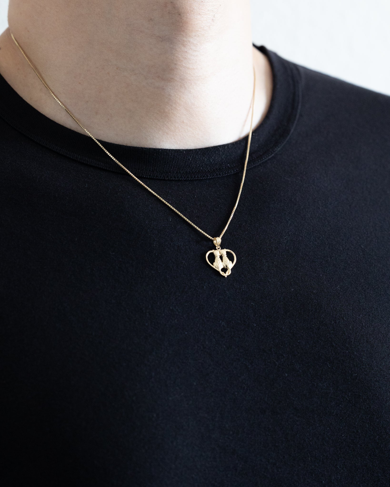 Gold Sitting Cats in Heart Pendant - Charlie & Co. Jewelry