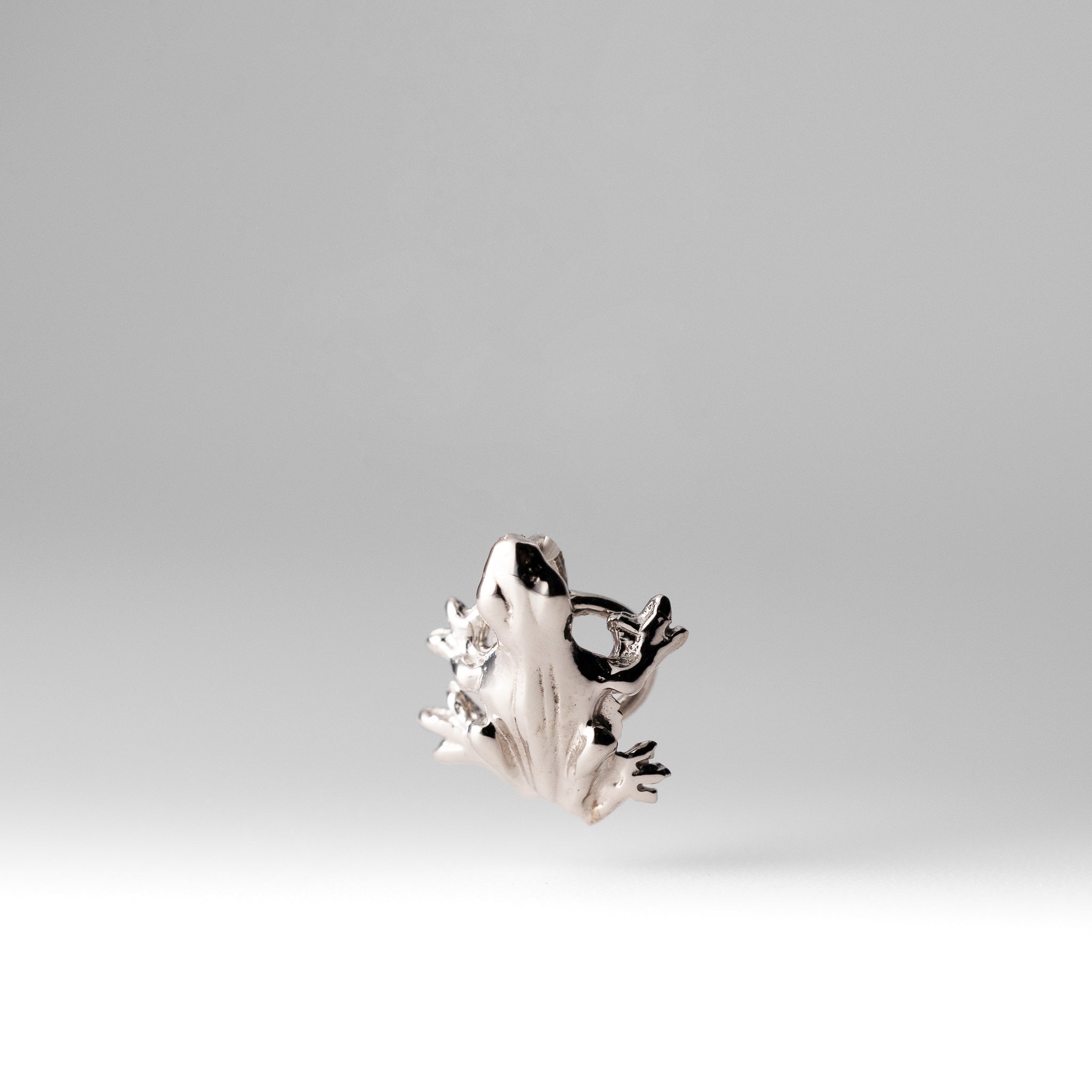 White 14K Gold Polished Three-Dimensional Frog Charm