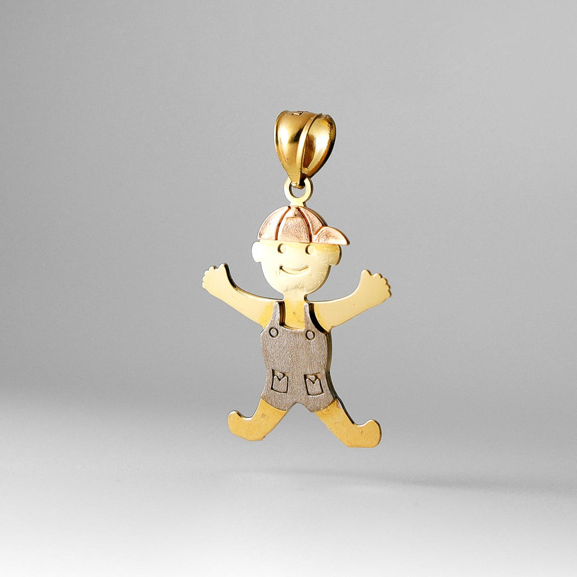 Gold Happy Smiley Boy Pendant Model-2396 - Charlie & Co. Jewelry