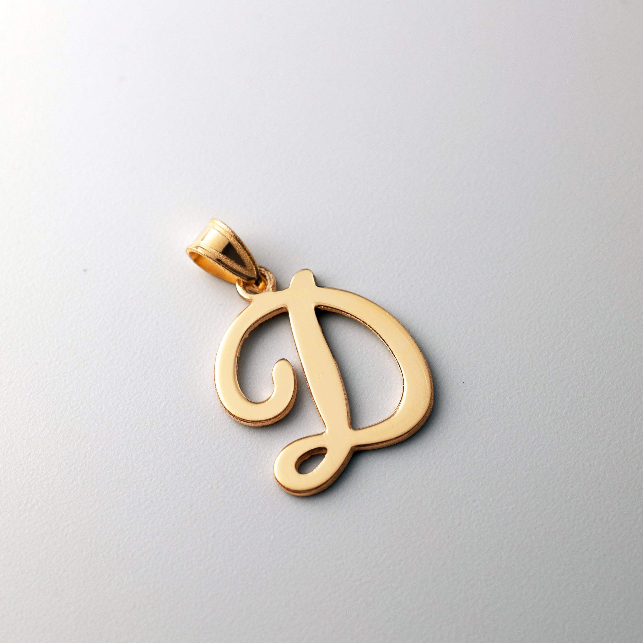 14K Gold Large Letter "D" Script Initial Pendant - Model YC1540D