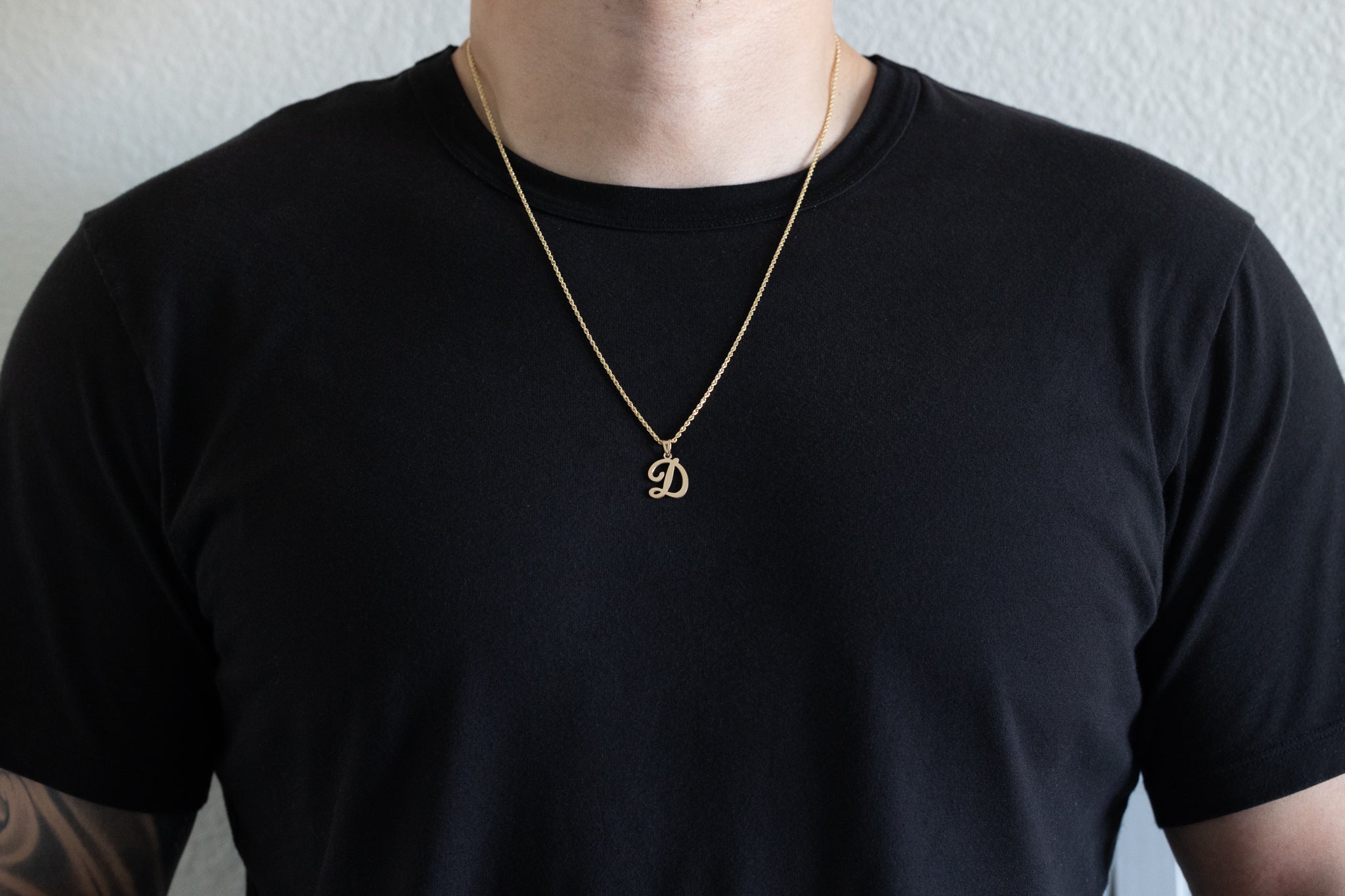 14K Gold Large Letter "D" Script Initial Pendant - Model YC1540D