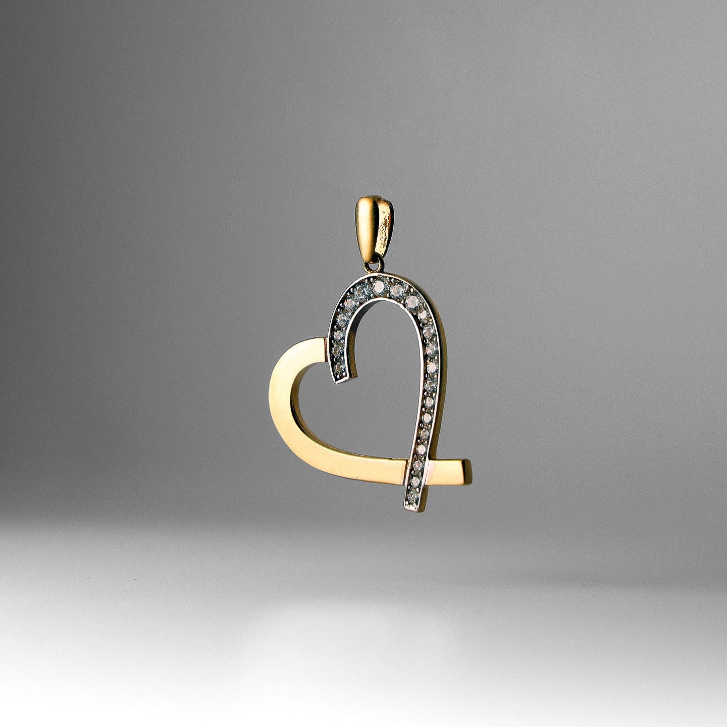 Gold Heart Pendant With Cubic Zirconia Model-1770 - Charlie & Co. Jewelry