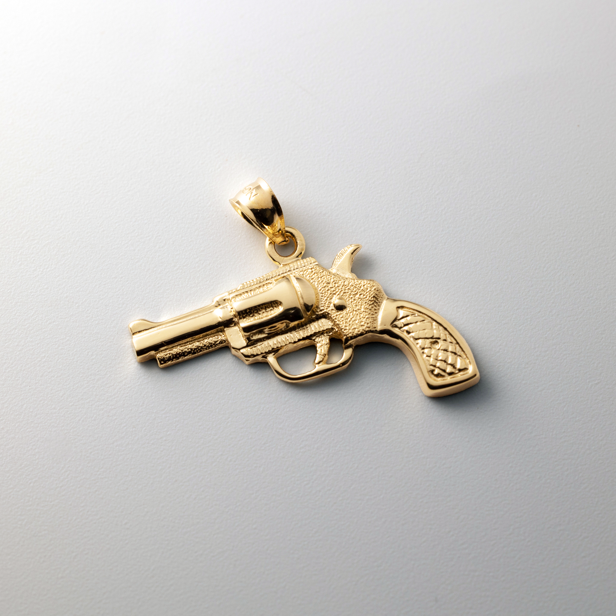 14K Gold Large Revolver Gun Pendant - Model 1578