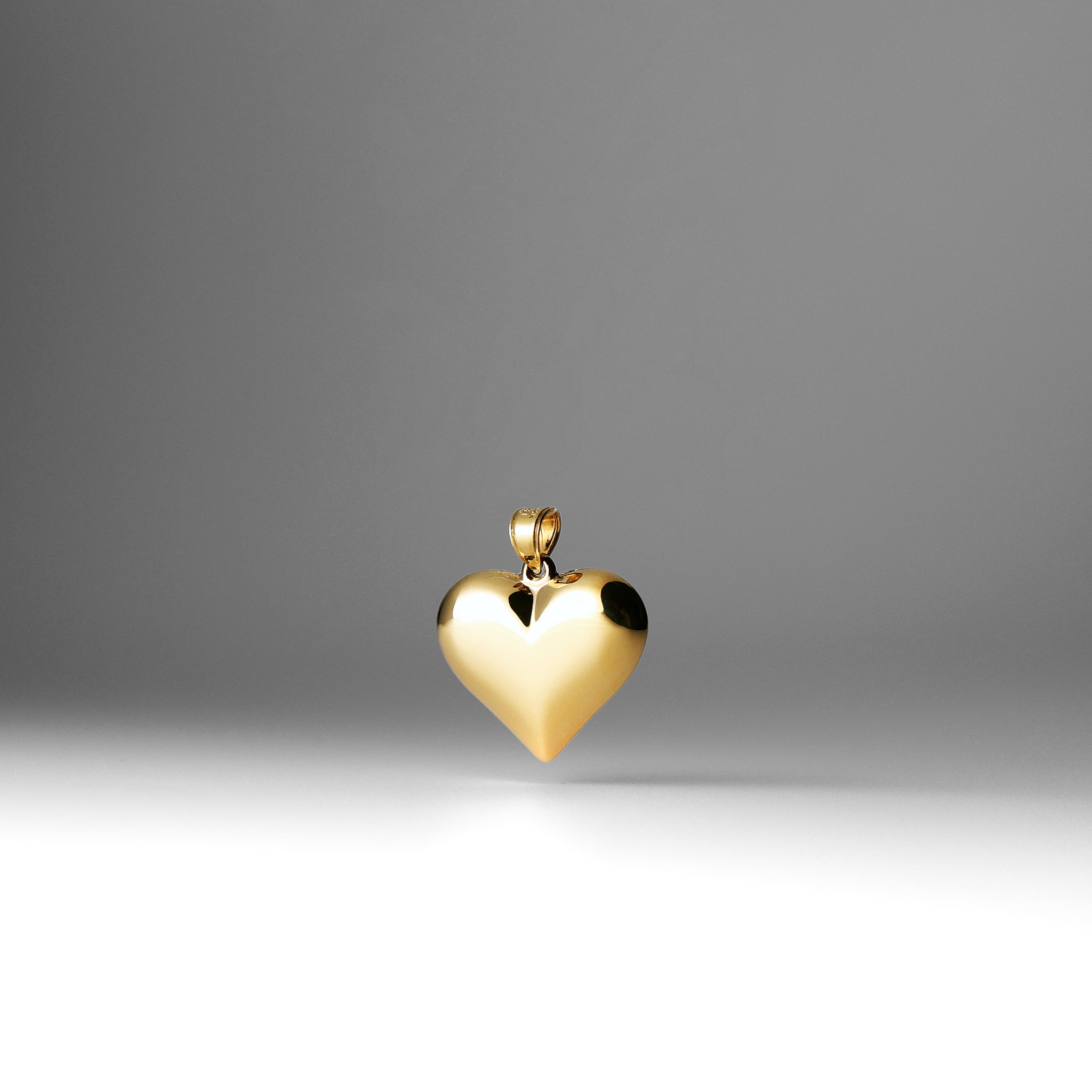 Gold Large Puffed Heart Necklace Charm Model-C2913 - Charlie & Co. Jewelry