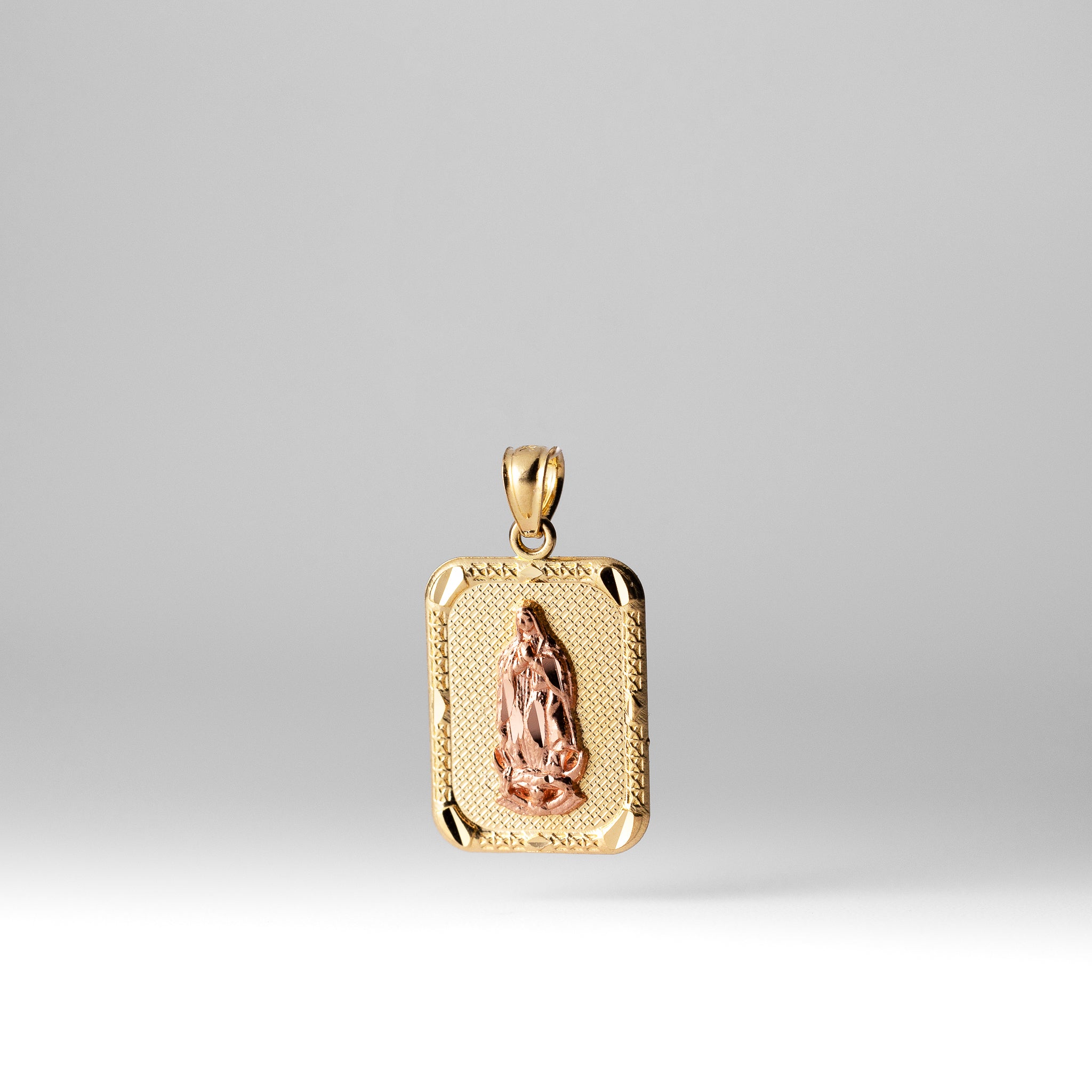 14K Gold Virgin Mary Solid Plate Pendant - Model 1122