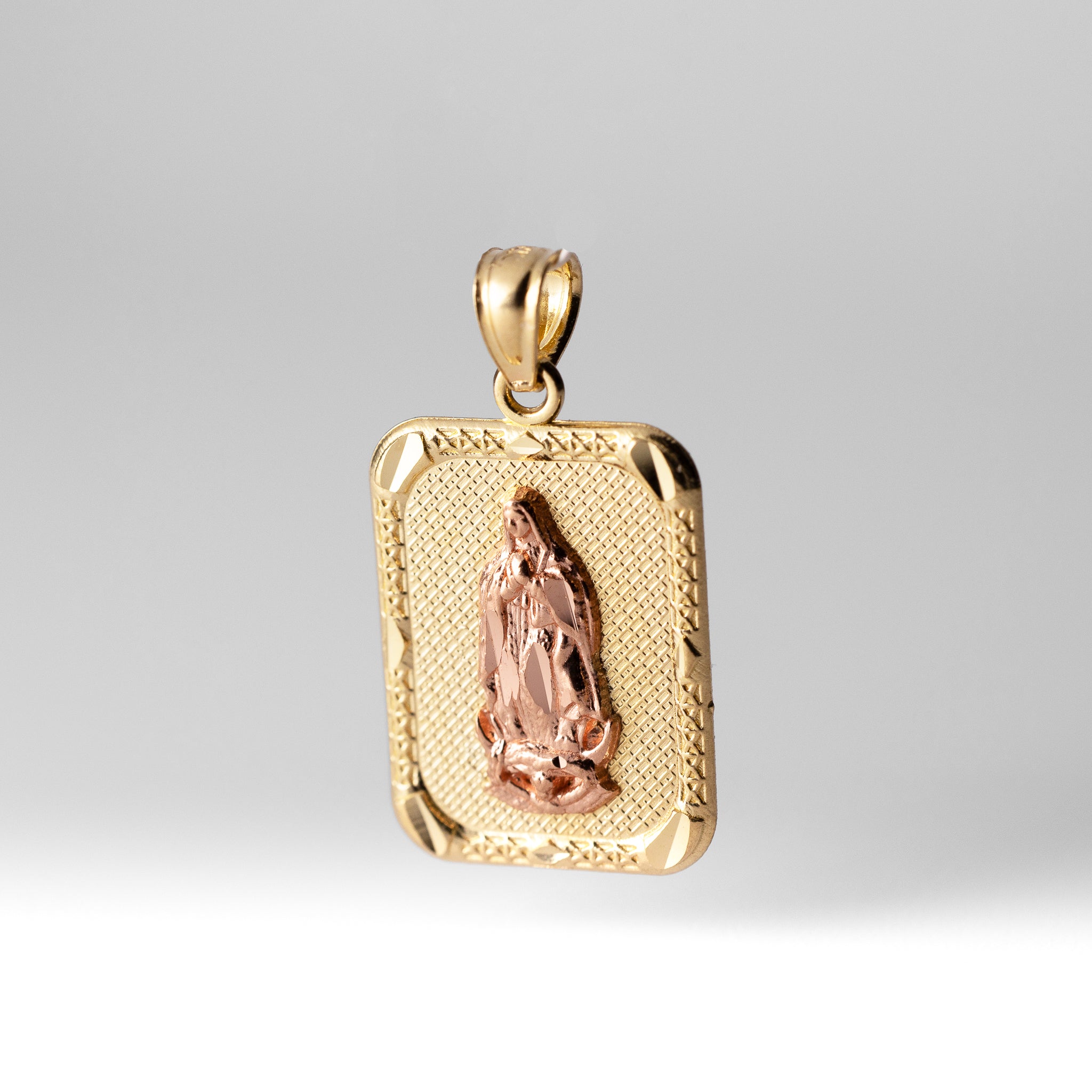 14K Gold Virgin Mary Solid Plate Pendant - Model 1122