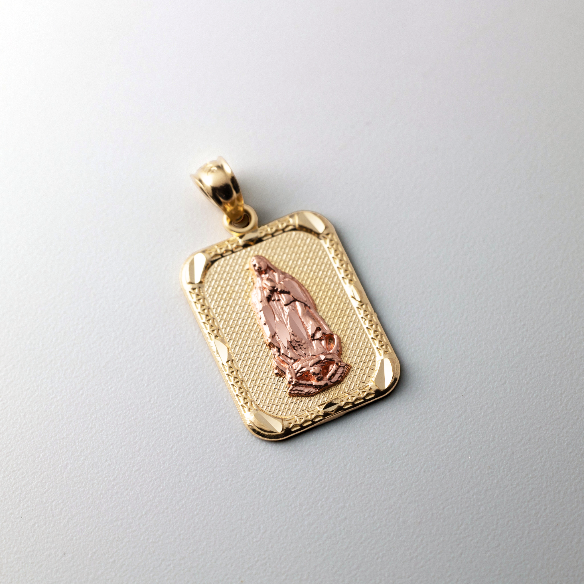 14K Gold Virgin Mary Solid Plate Pendant - Model 1122