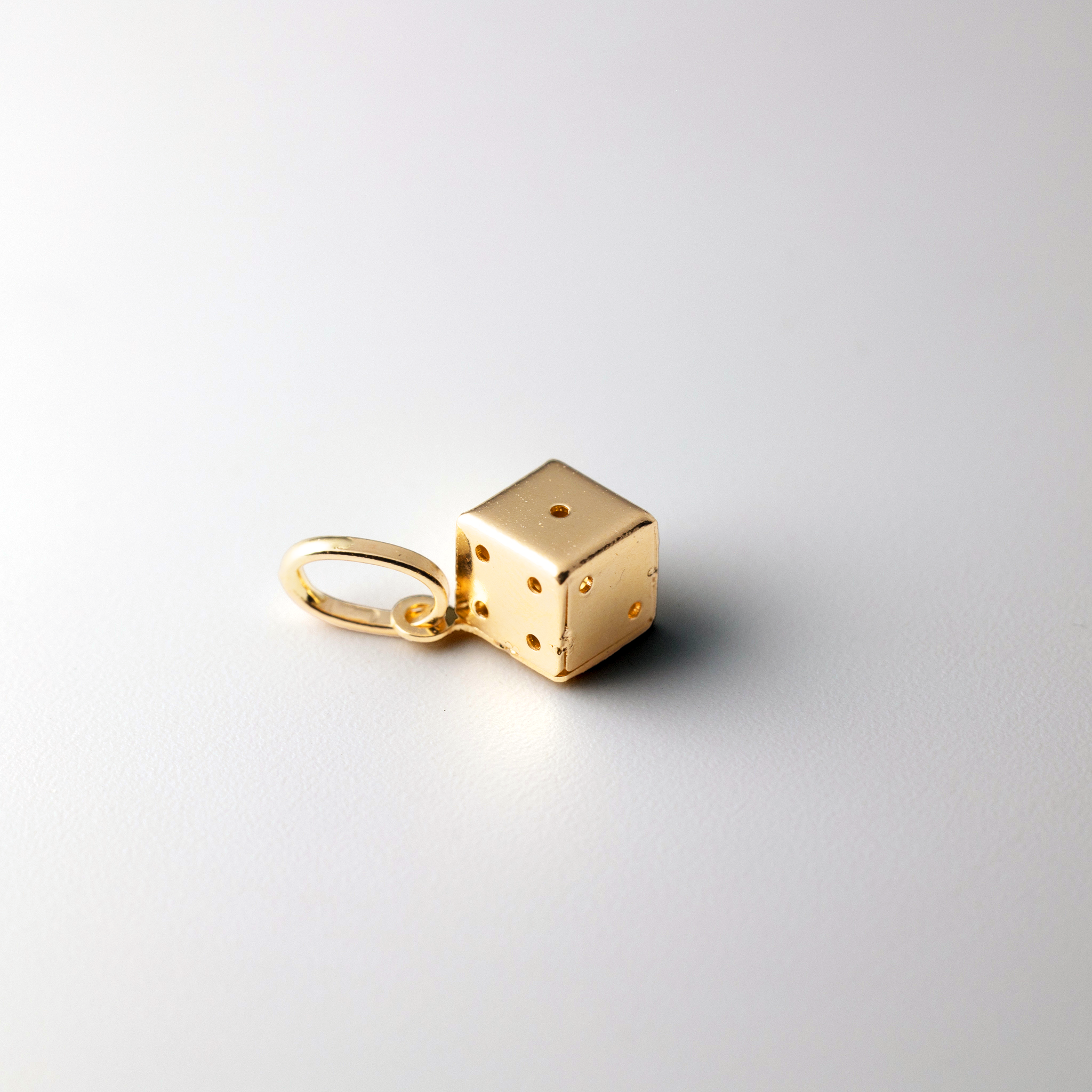 14K Gold 3D Dice Pendant - Model 461