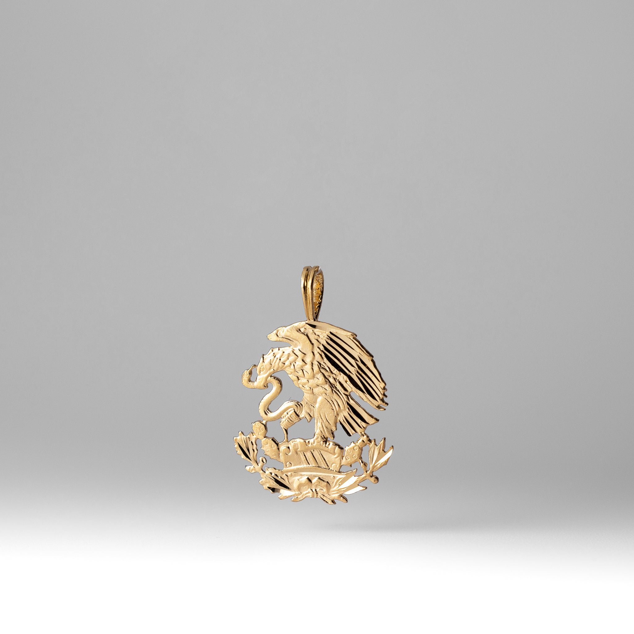 14K Gold Mexican Eagle Hunting Snake Pendant - Model 1602