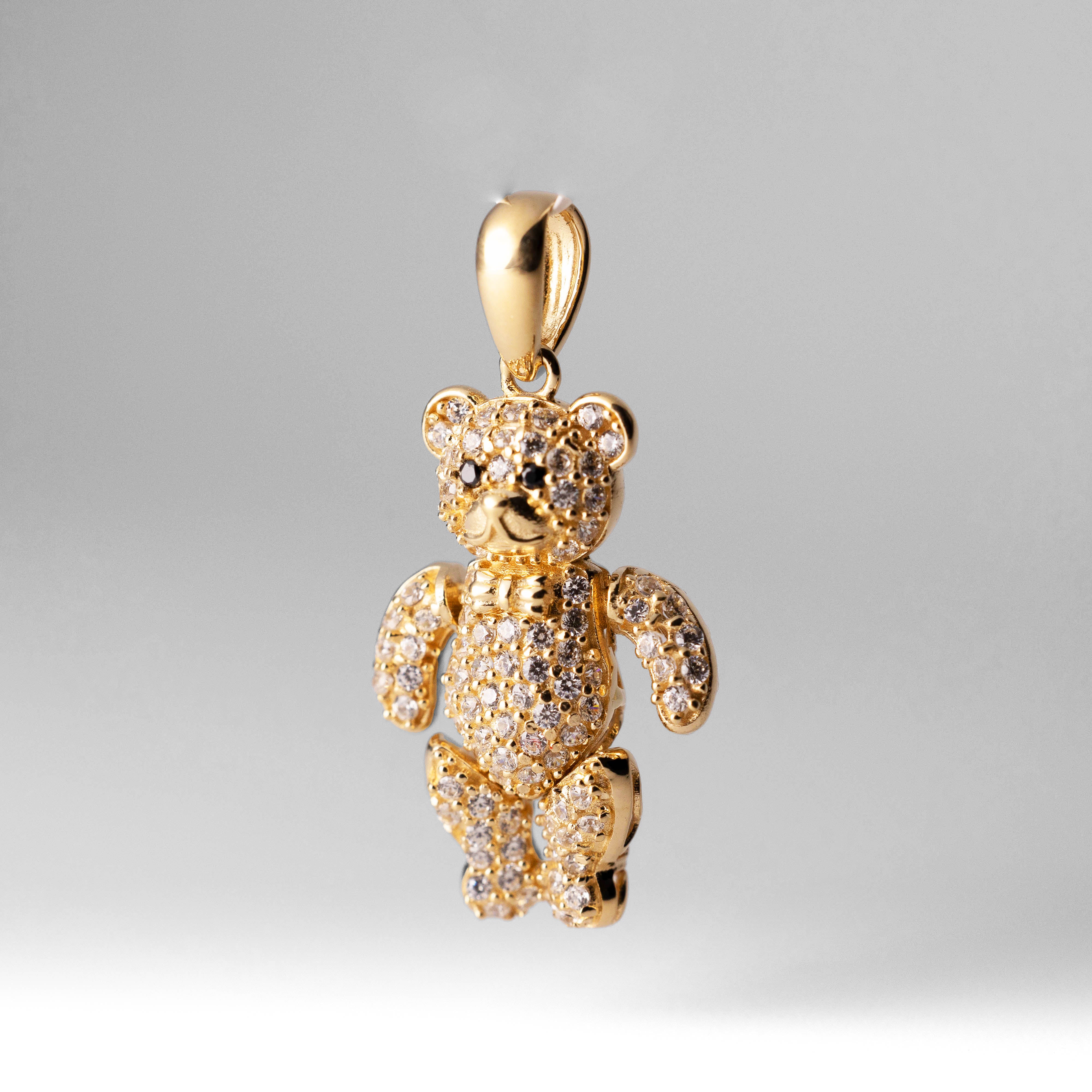 14K Gold CZ Moving Teddy Bear Pendant - Model PT2652 - Charlie & Co. Jewelry