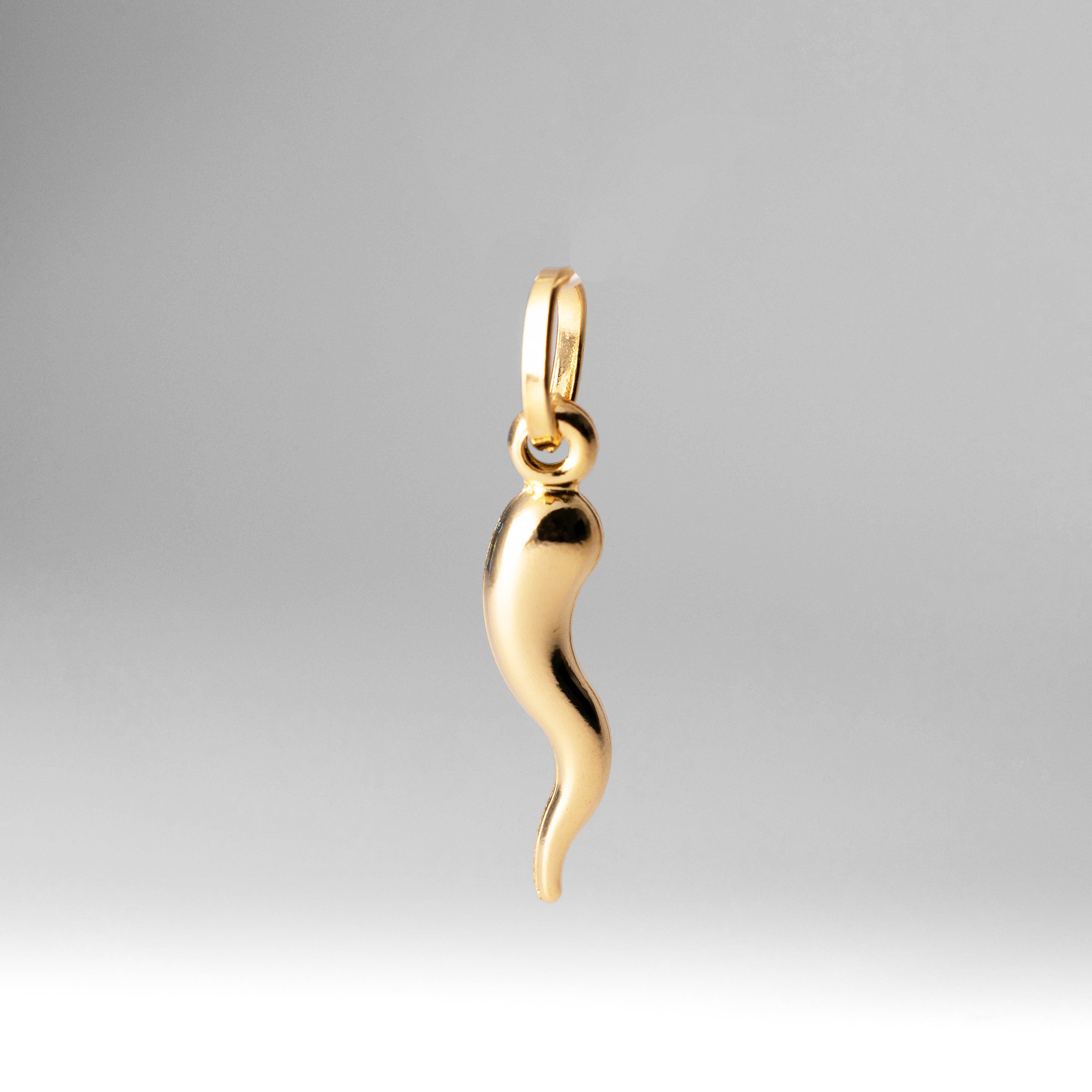 14K Gold Small Cornicello Italian Horn Pendant - Model 456 - Charlie & Co. Jewelry