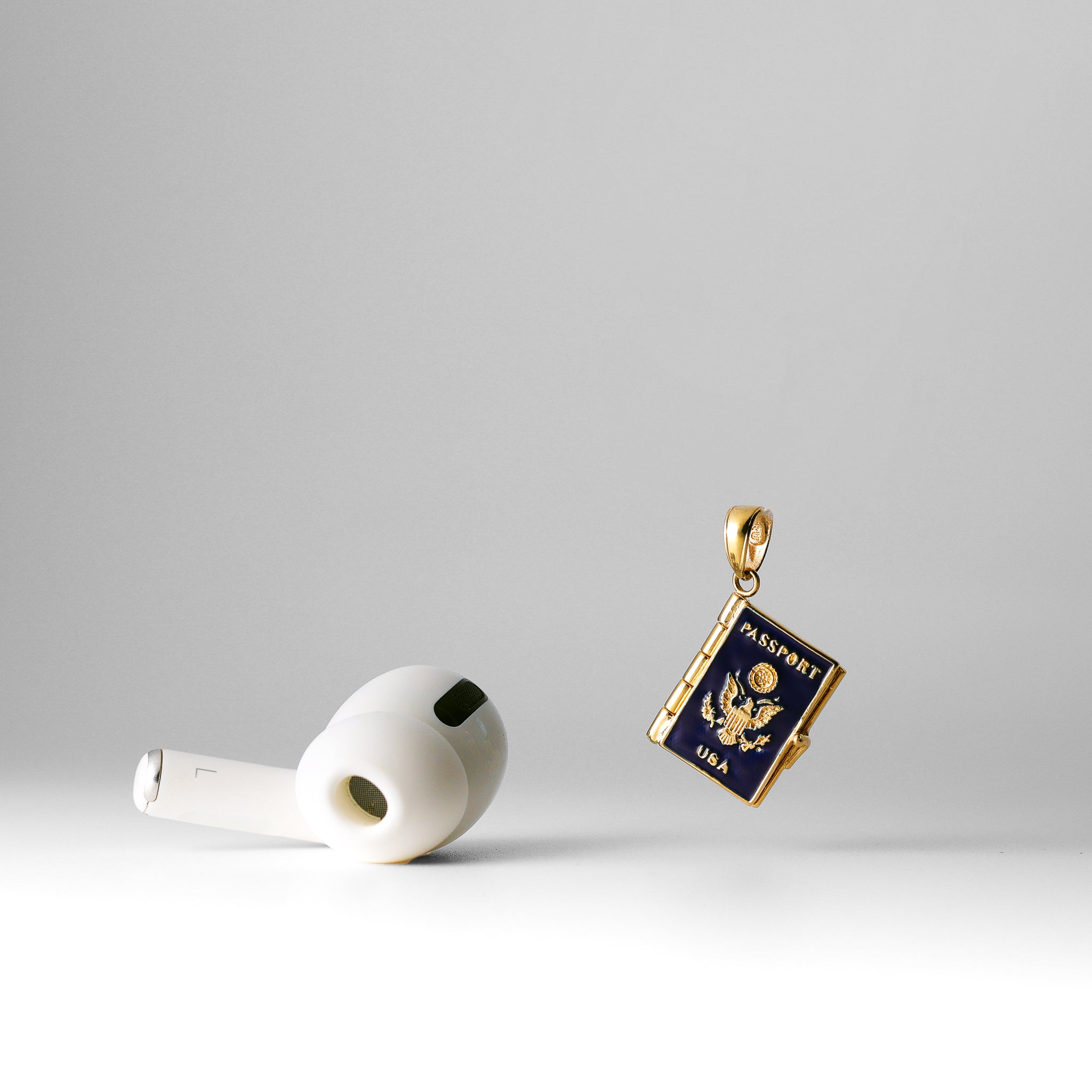 Gold Enamel 3D Passport Opens Pendant - Charlie & Co. Jewelry