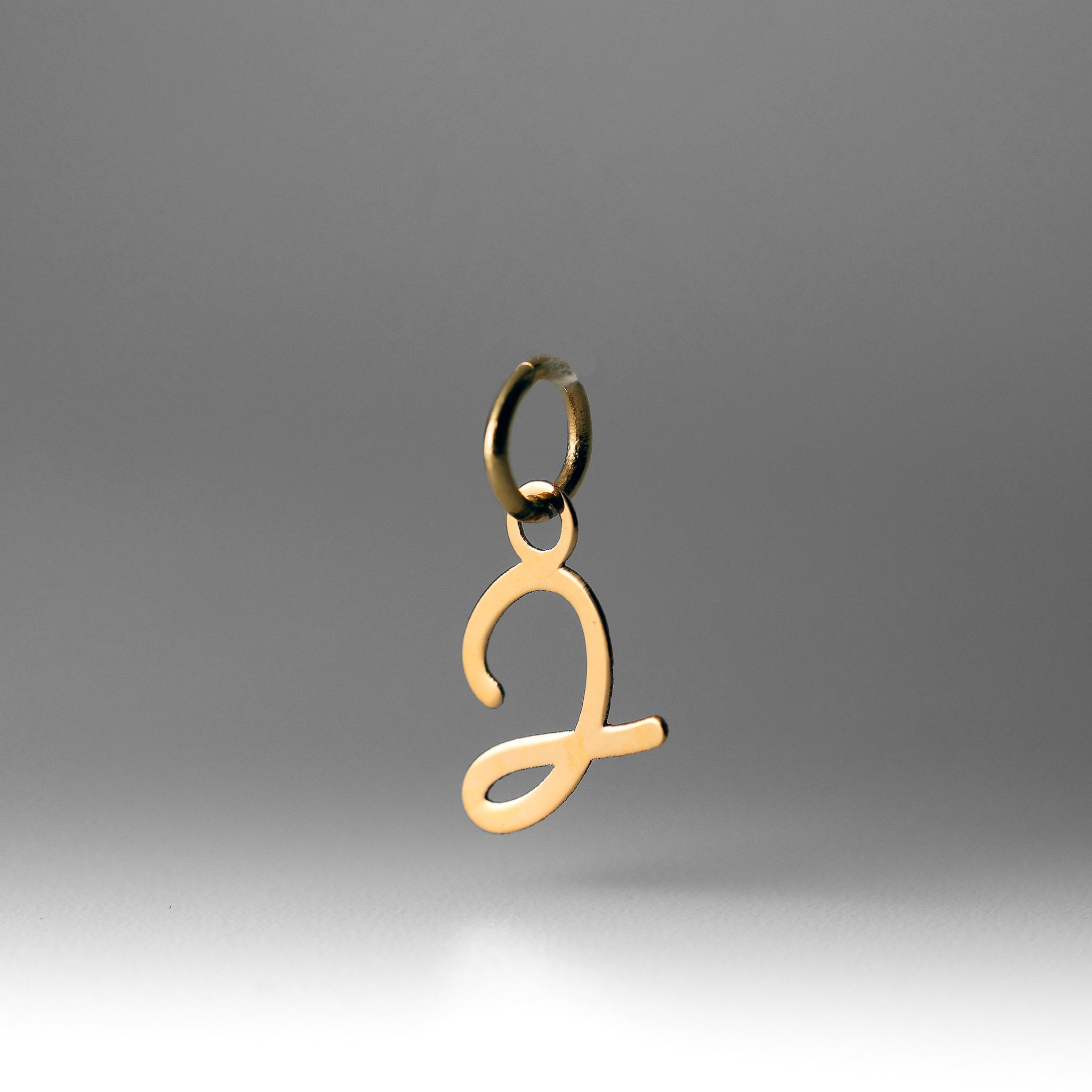 Gold Small Script Letter "J" Initial Pendant  Model-XNA1467Y - Charlie & Co. Jewelry