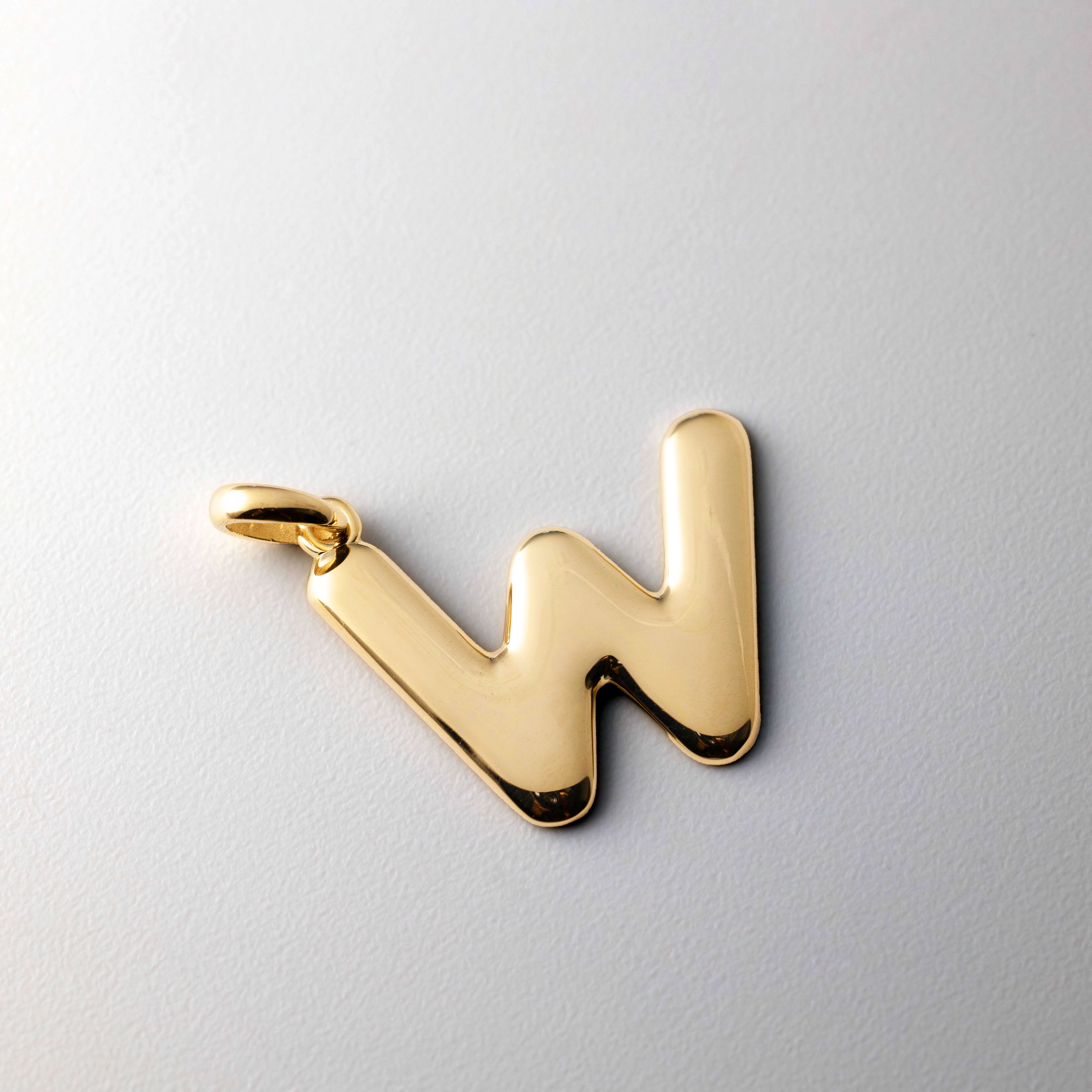 14K Gold Puffy Letter 'W' Pendant