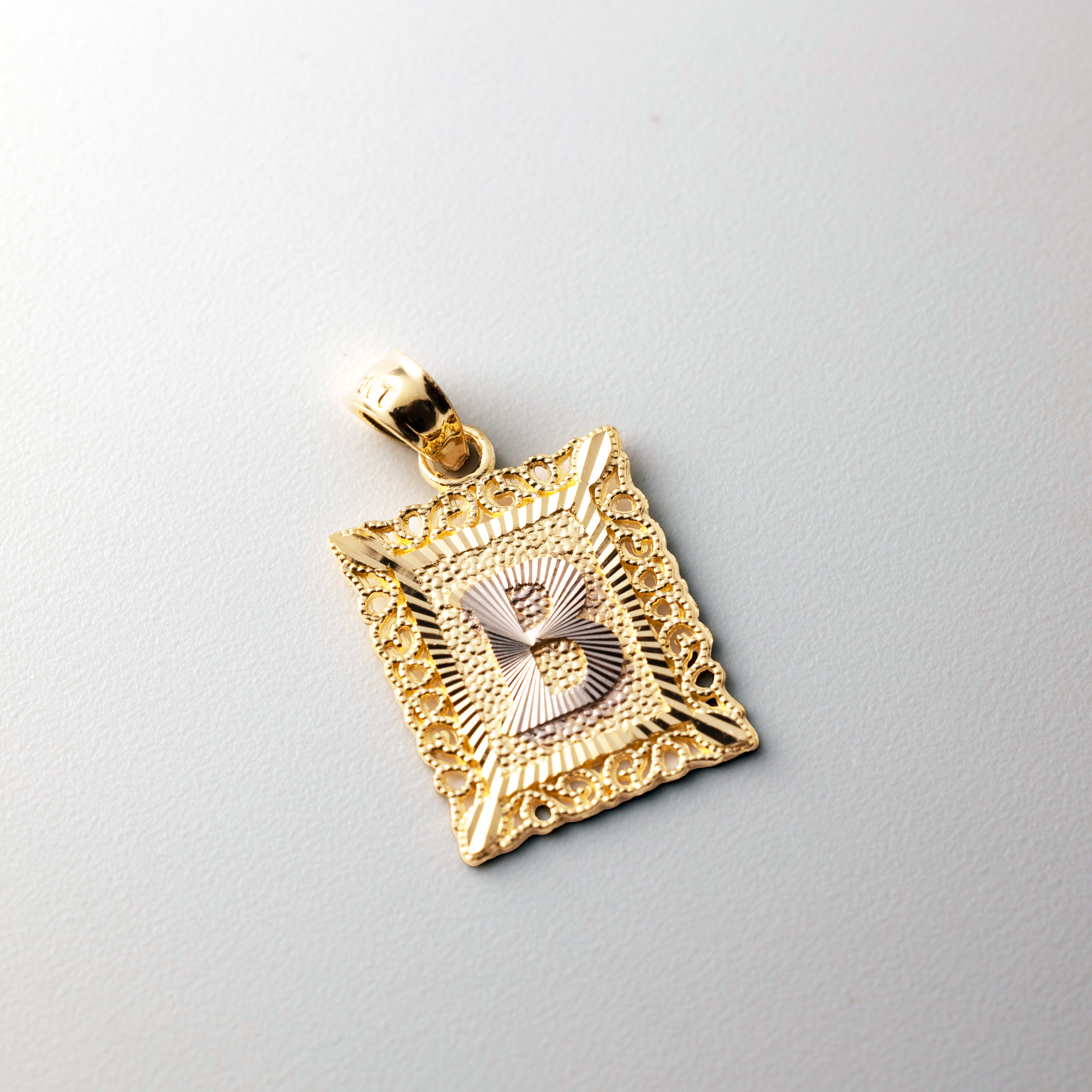 14K Gold Letter B Filigree Pendants | A-Z 14K Gold Pendants - Charlie & Co. Jewelry
