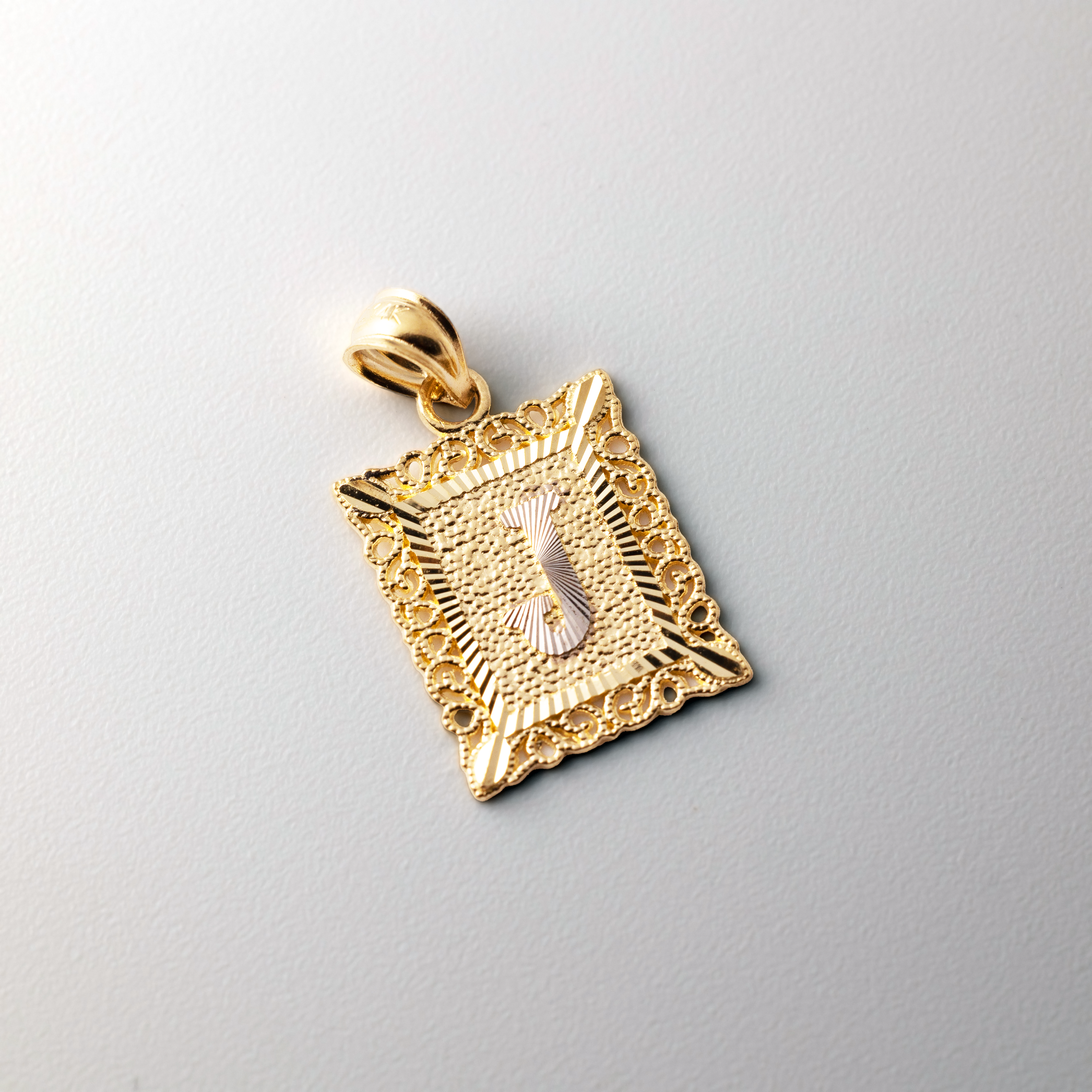 14K Gold Letter J Filigree Pendants | A-Z 14K Gold Pendants - Charlie & Co. Jewelry