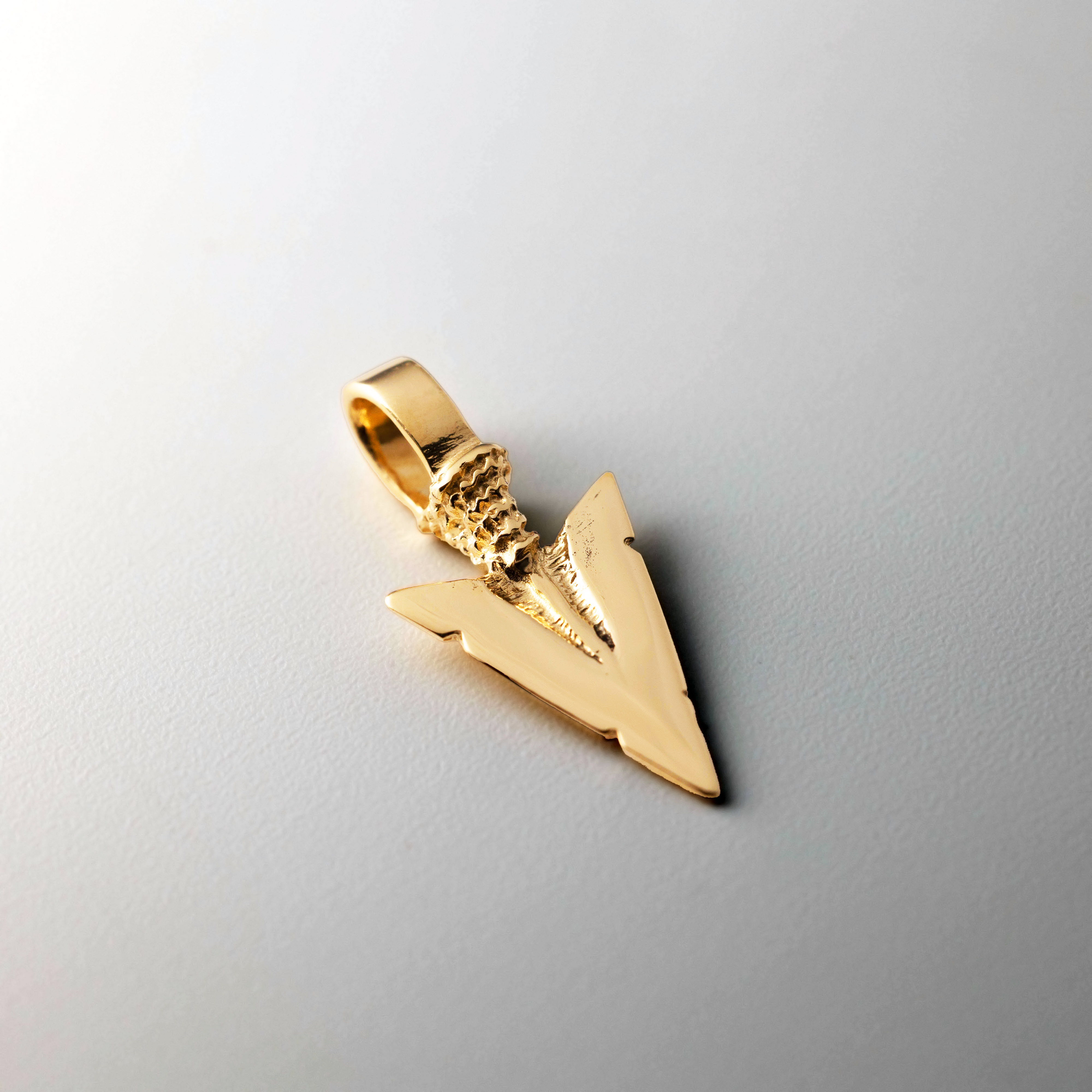 14K Gold 3D Arrowhead Pendant - Model K7165