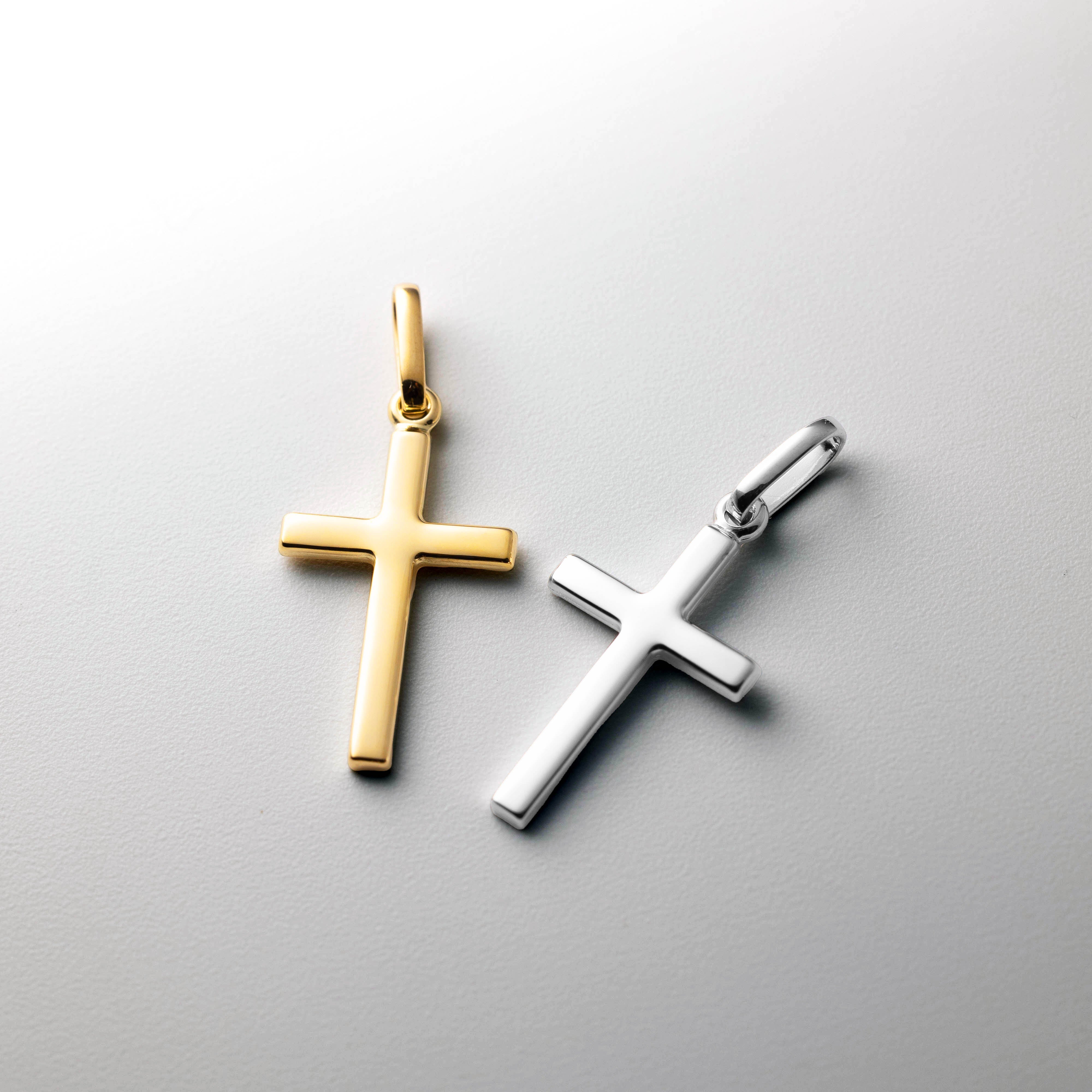 14K Gold Classic Plain Cross Pendant - Model K1171