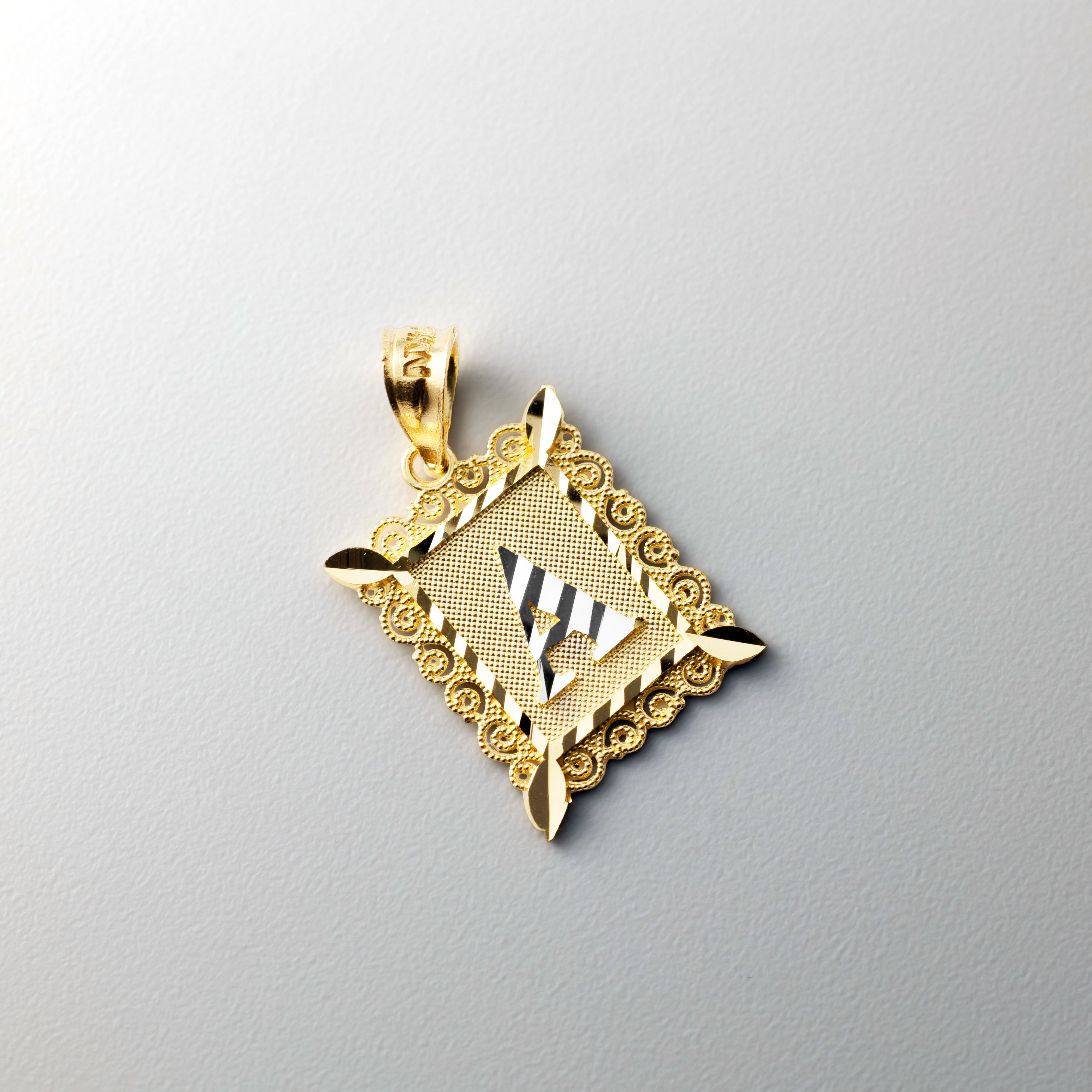 14K Gold Diamond-Cut Letter A Filigree Pendant | A–Z 14K Gold Pendants
