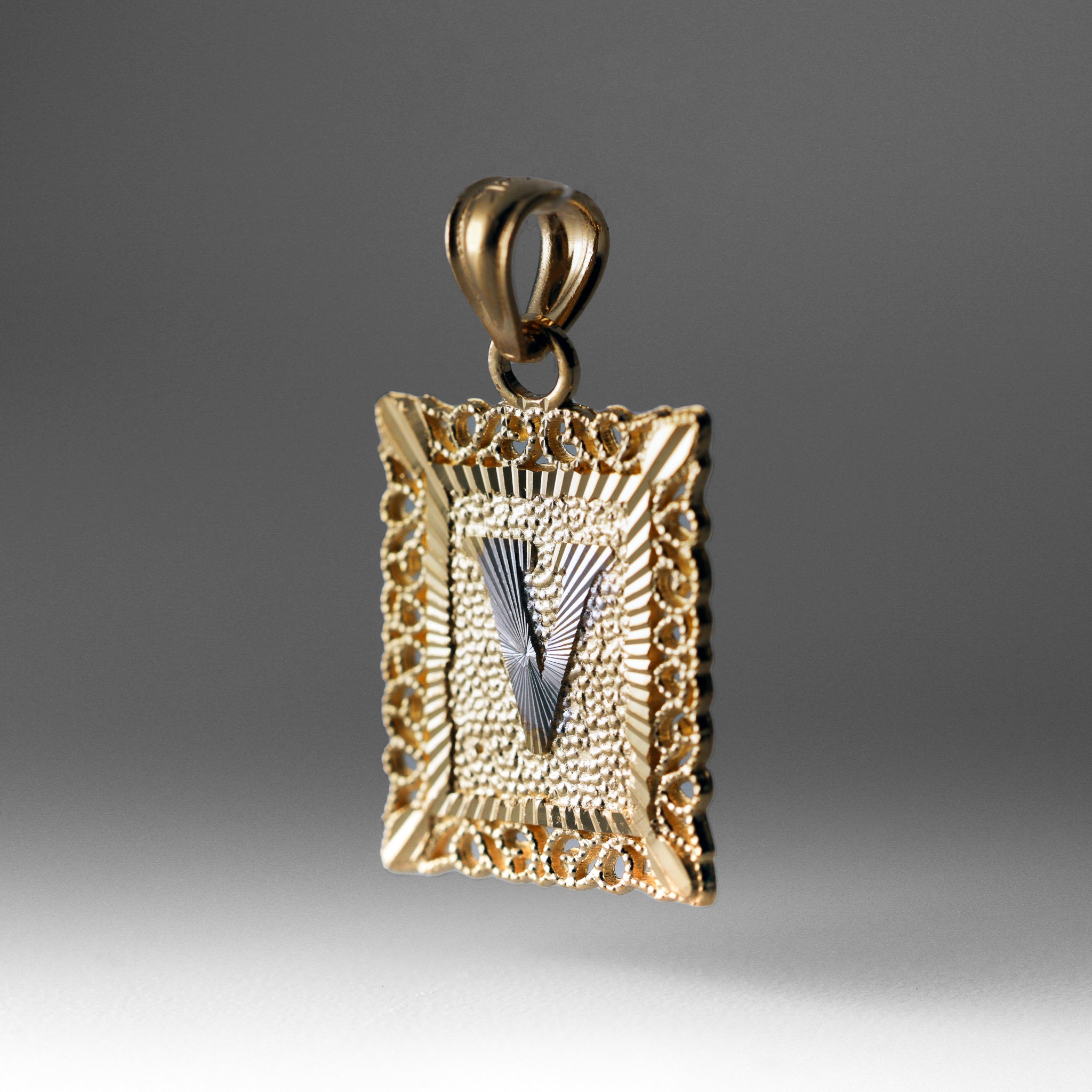 Gold Letter V Pendants | A-Z Gold Pendants - Charlie & Co. Jewelry