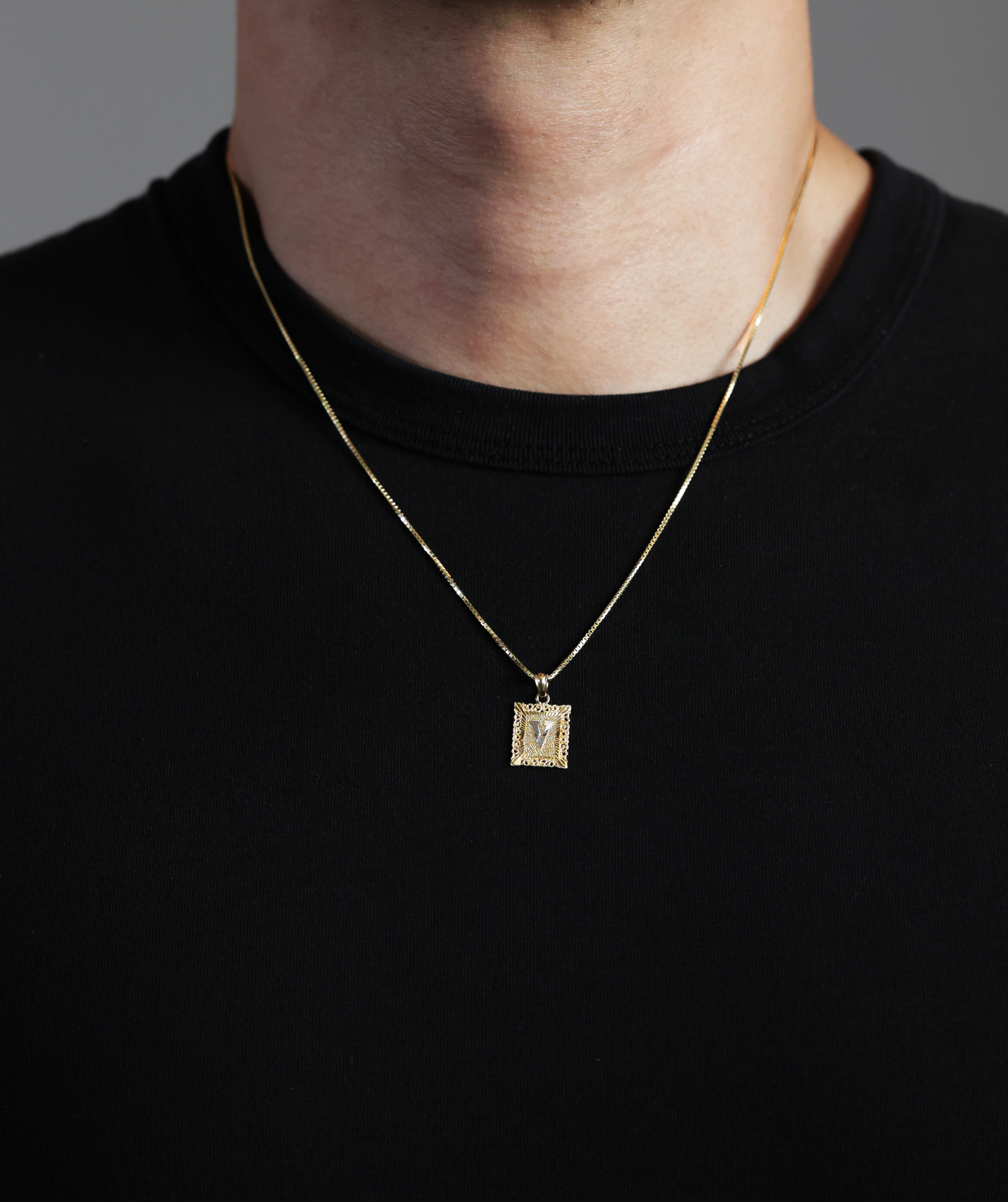 Gold Letter V Pendants | A-Z Gold Pendants - Charlie & Co. Jewelry