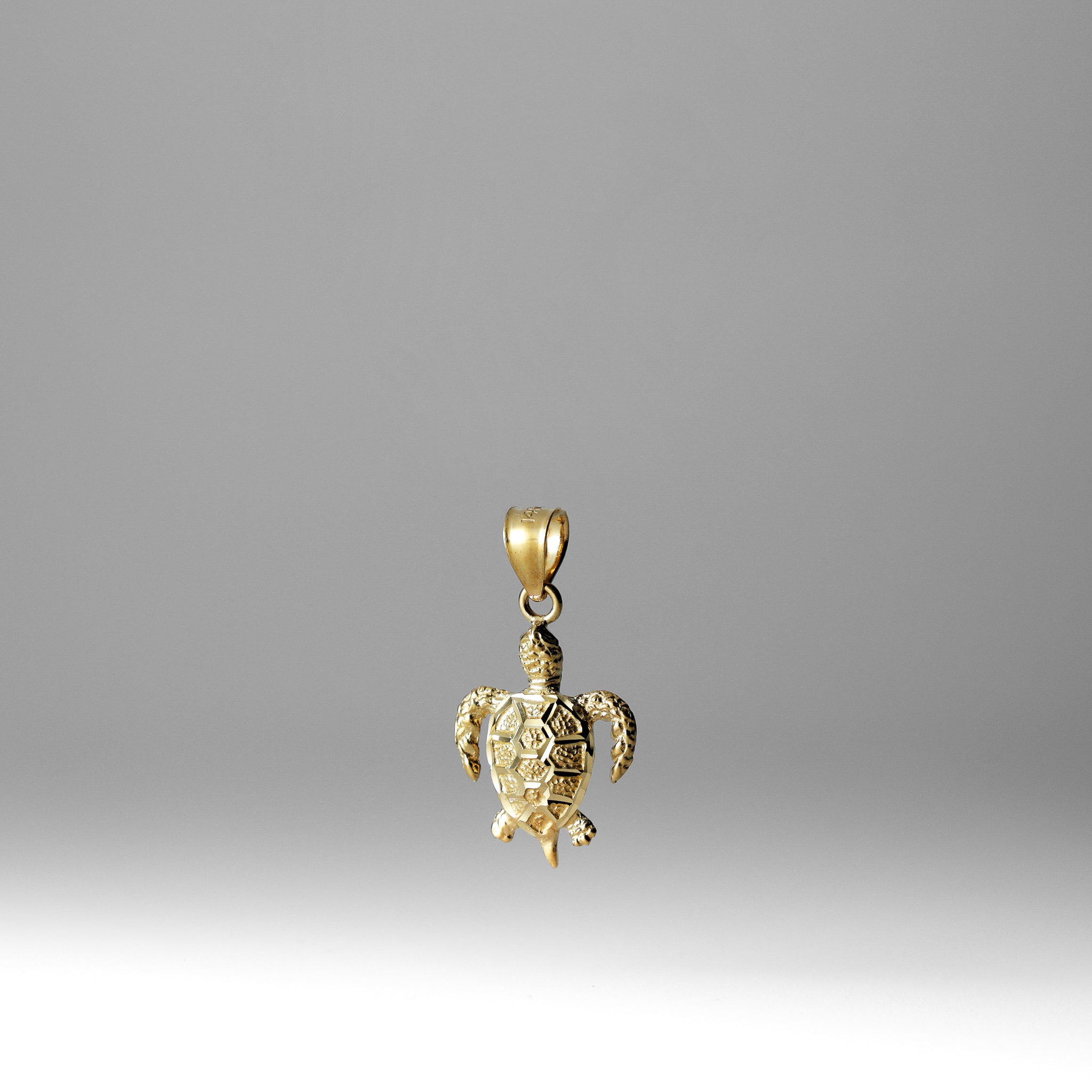 Gold Textured Sea Turtle Pendant - Charlie & Co. Jewelry