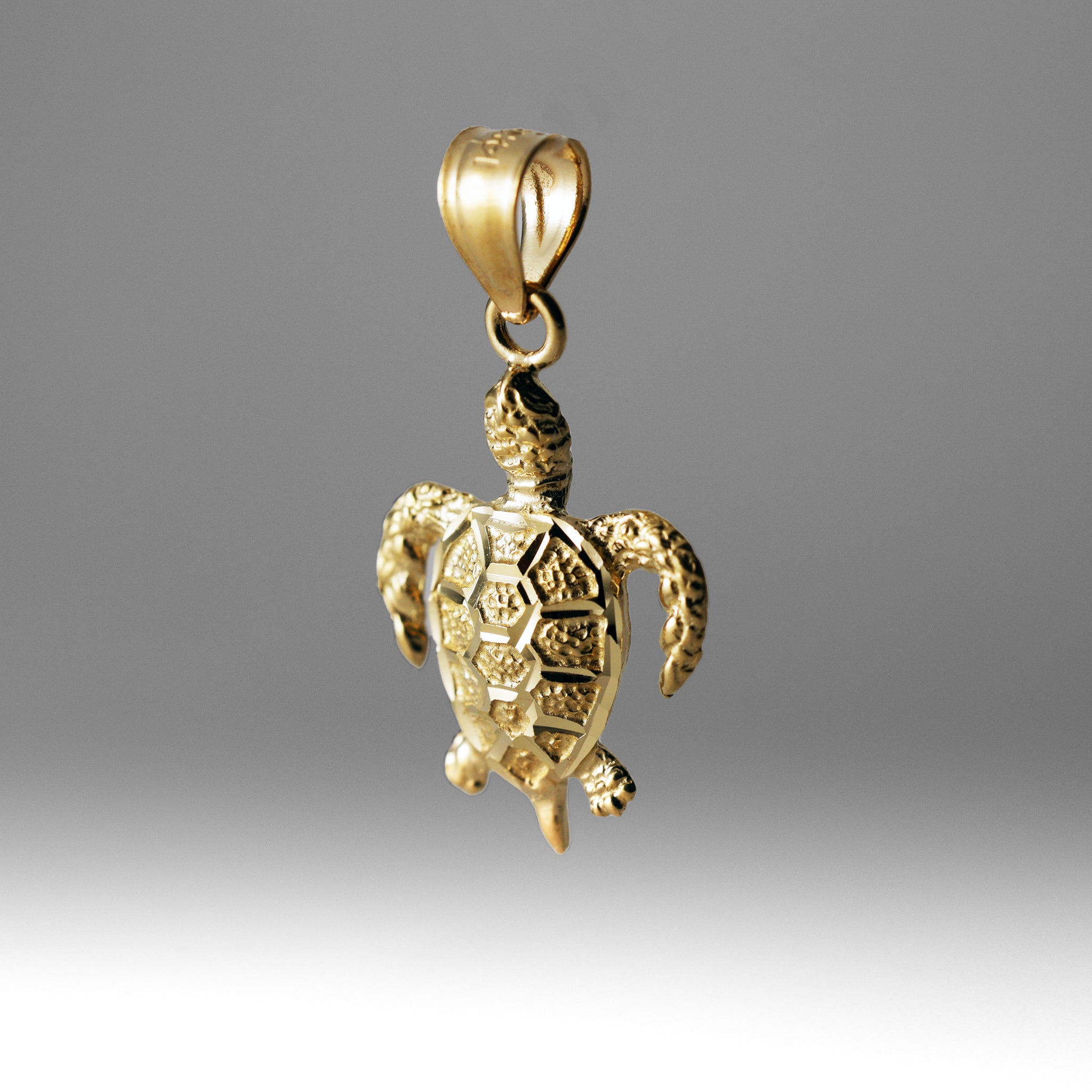 Gold Textured Sea Turtle Pendant - Charlie & Co. Jewelry