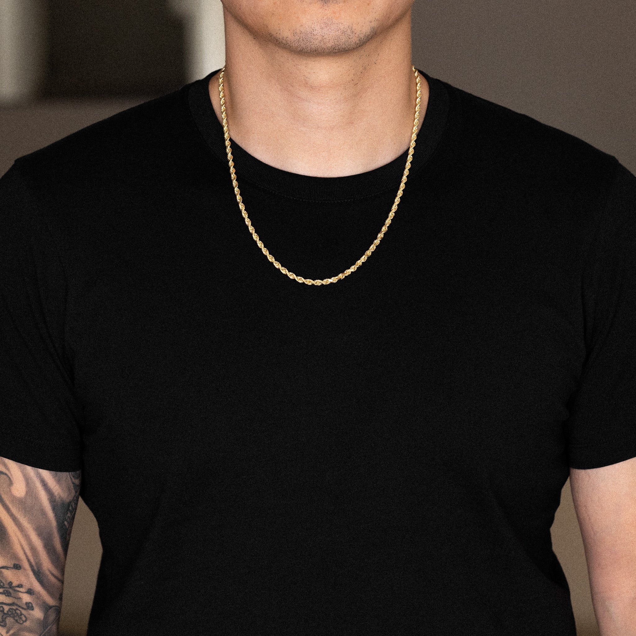 14K Gold 4mm Solid Diamond-Cut Classic Rope Chain Model CH-0386