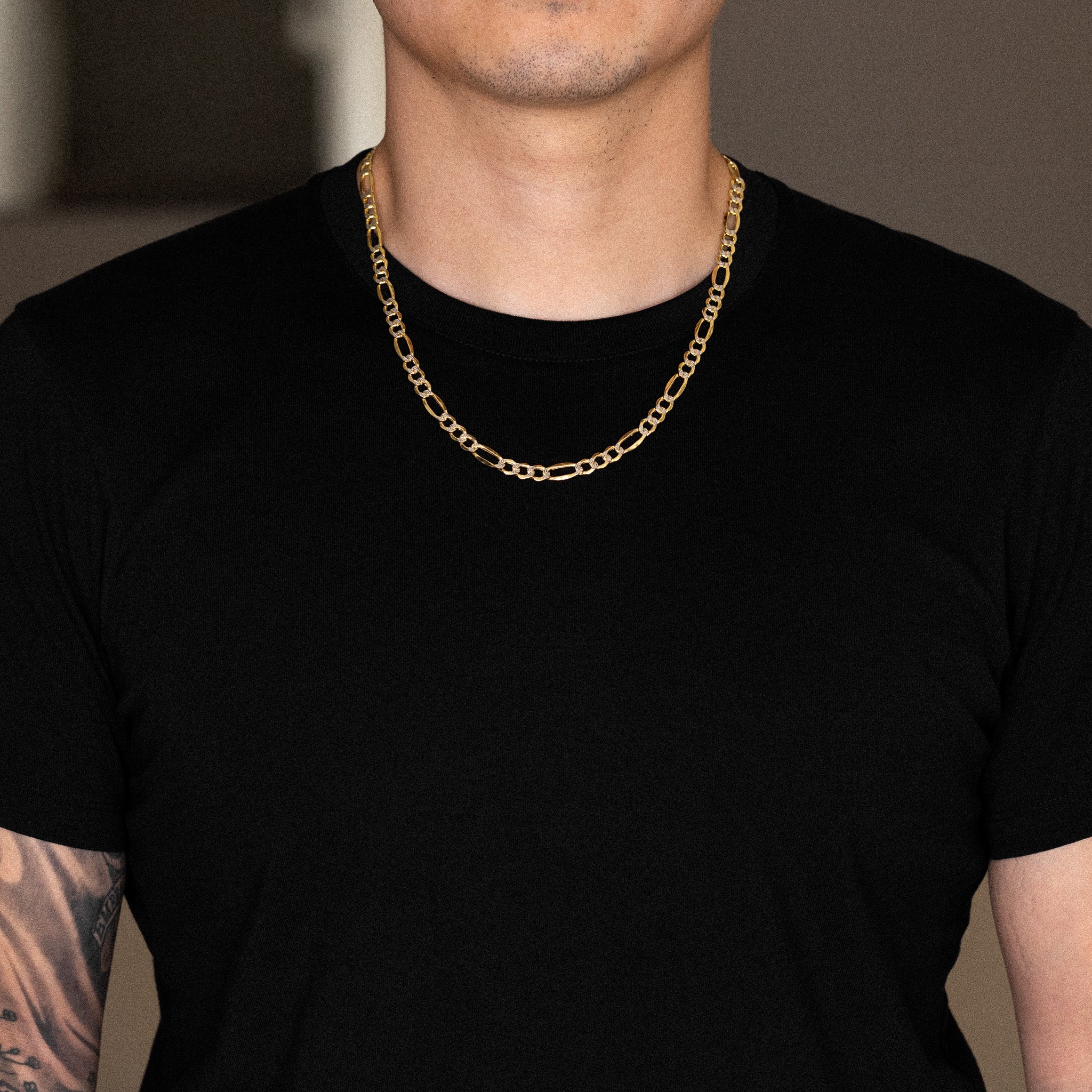 14K Gold 6.5mm Hollow Figaro Chain - Model 0411