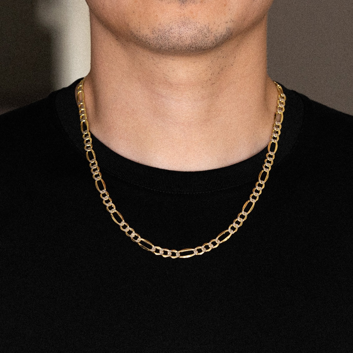 14K Gold 6.5mm Hollow Figaro Chain - Model 0411