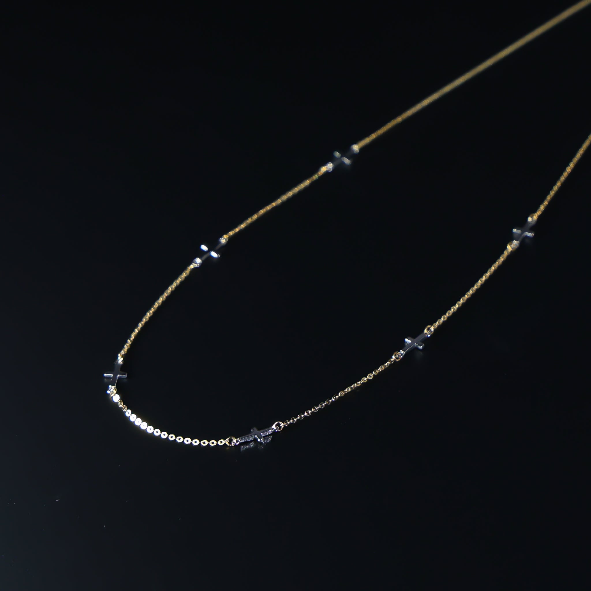 14K Gold Multiple Crosses Necklace Model-NK0215 - Charlie & Co. Jewelry