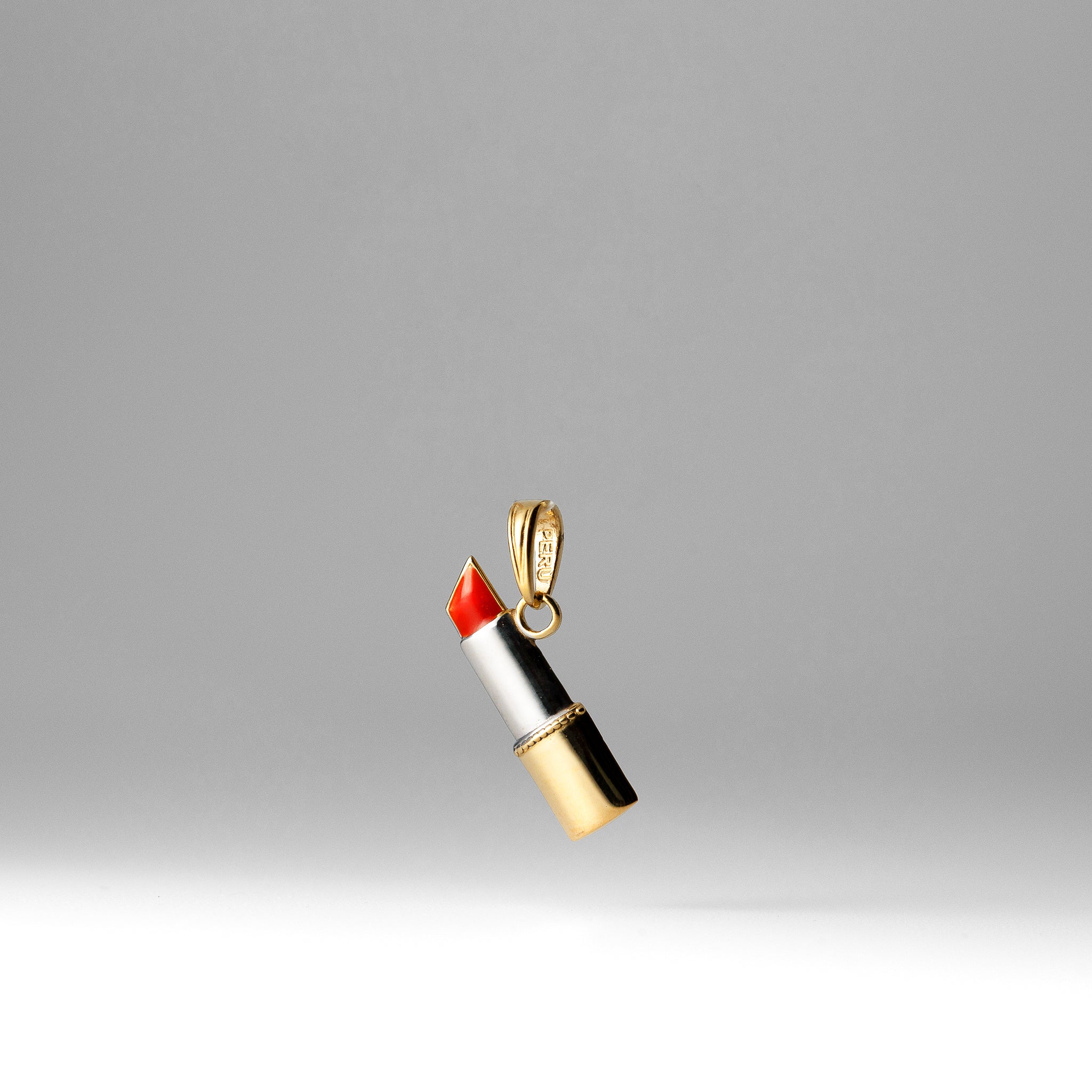 Gold and Rhodium Enameled Lipstick Pendant