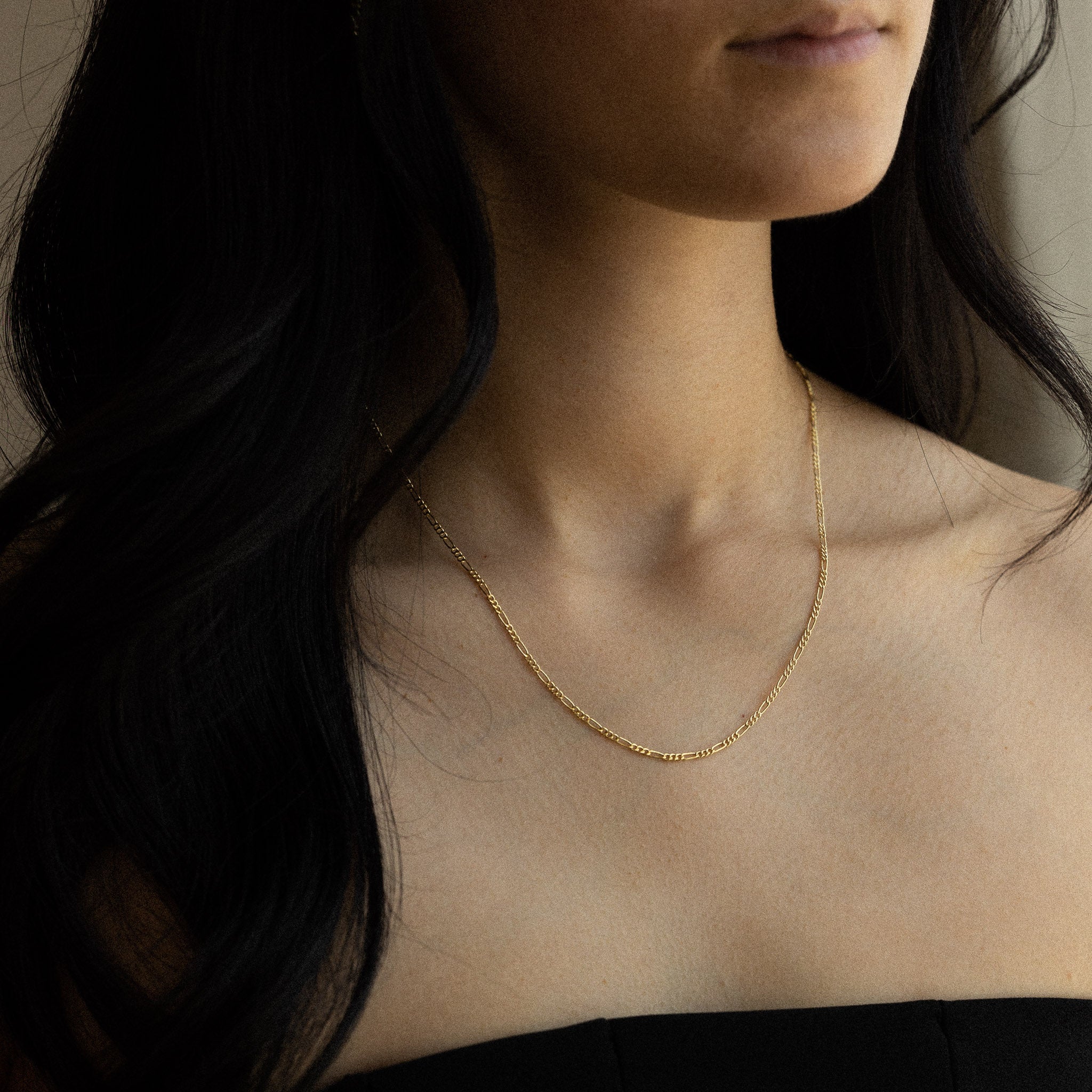 14k Gold 2.1mm Hollow Figaro Chain - Model CH-0159