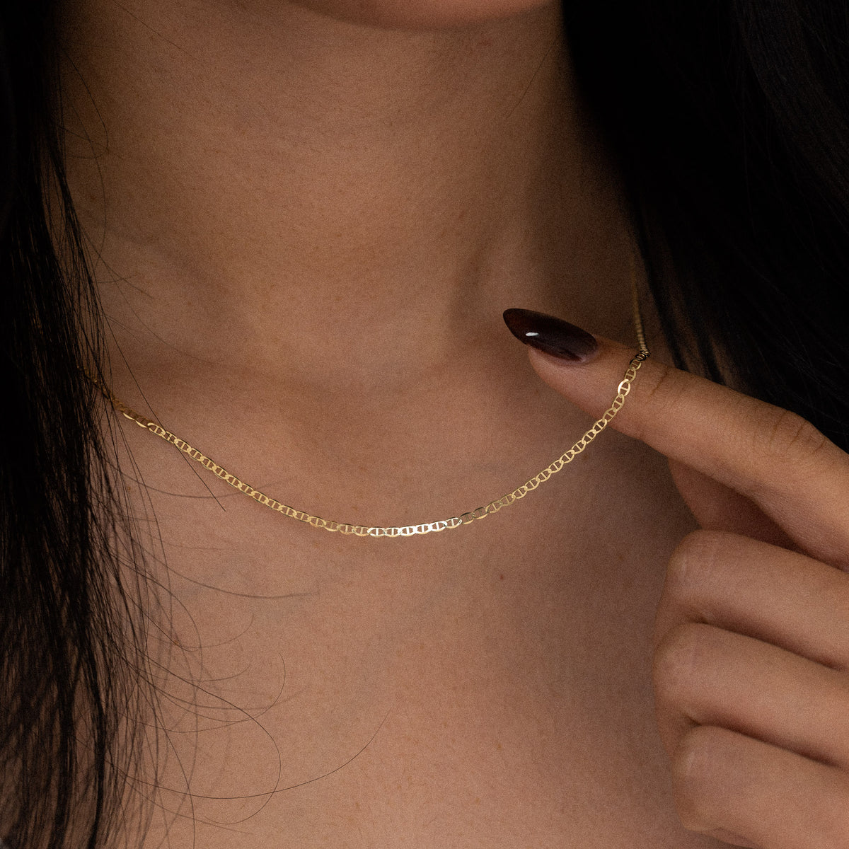 14k Gold 2mm Lightweight Flat Mariner Chain - Model CH-0334
