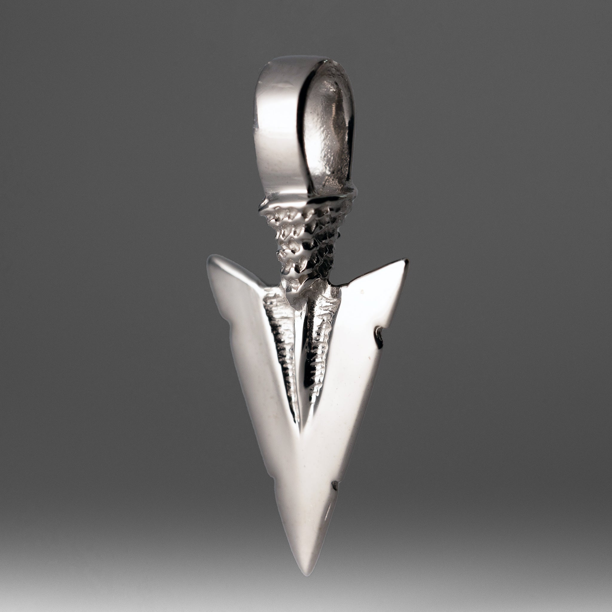 White Gold 3-D Arrowhead Necklace Pendant - Charlie & Co. Jewelry