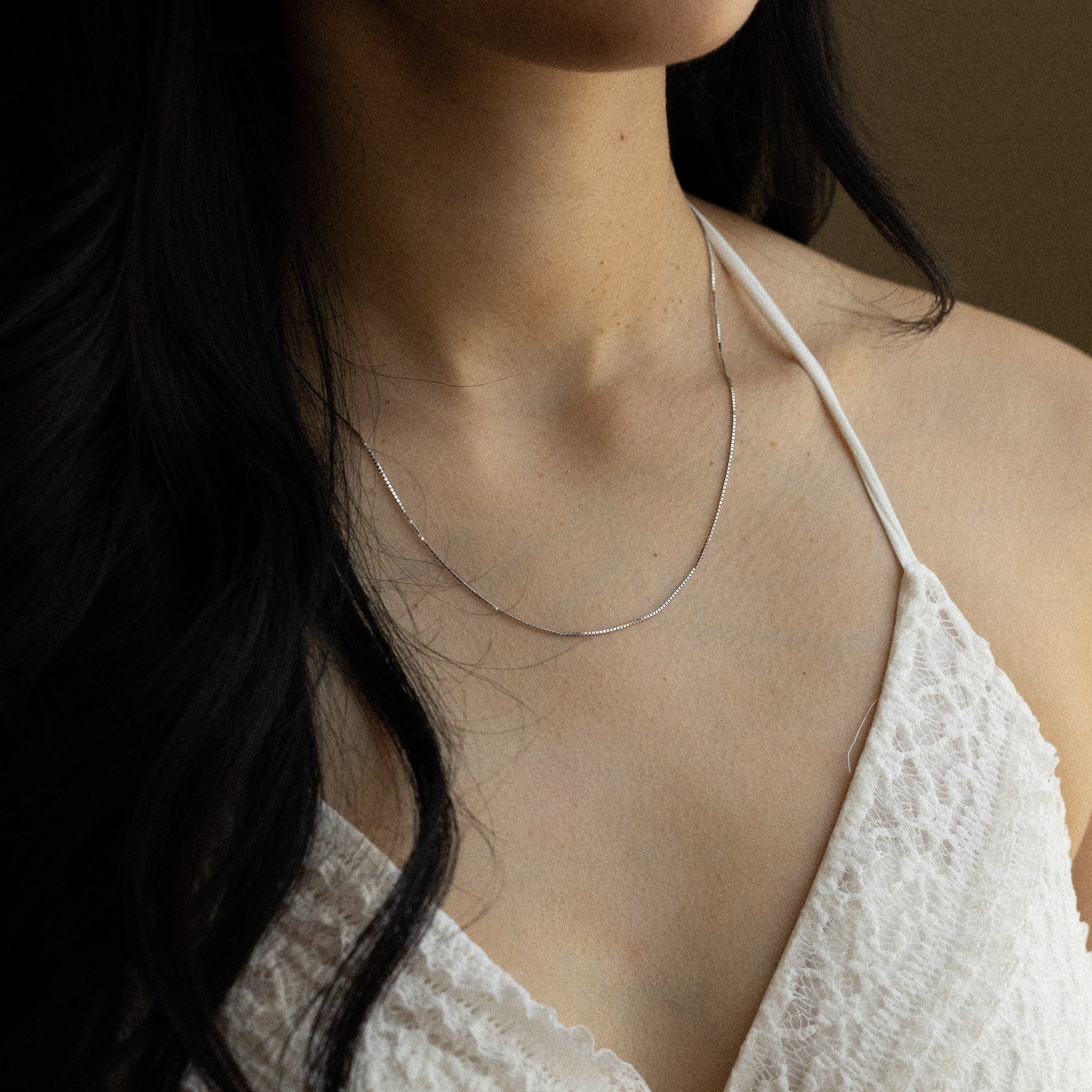 14K White Gold 0.8mm Box Chain - Model CH-0260