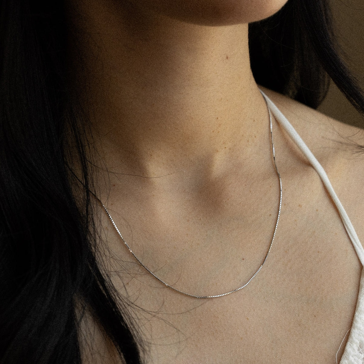 14K White Gold 0.8mm Box Chain - Model CH-0260