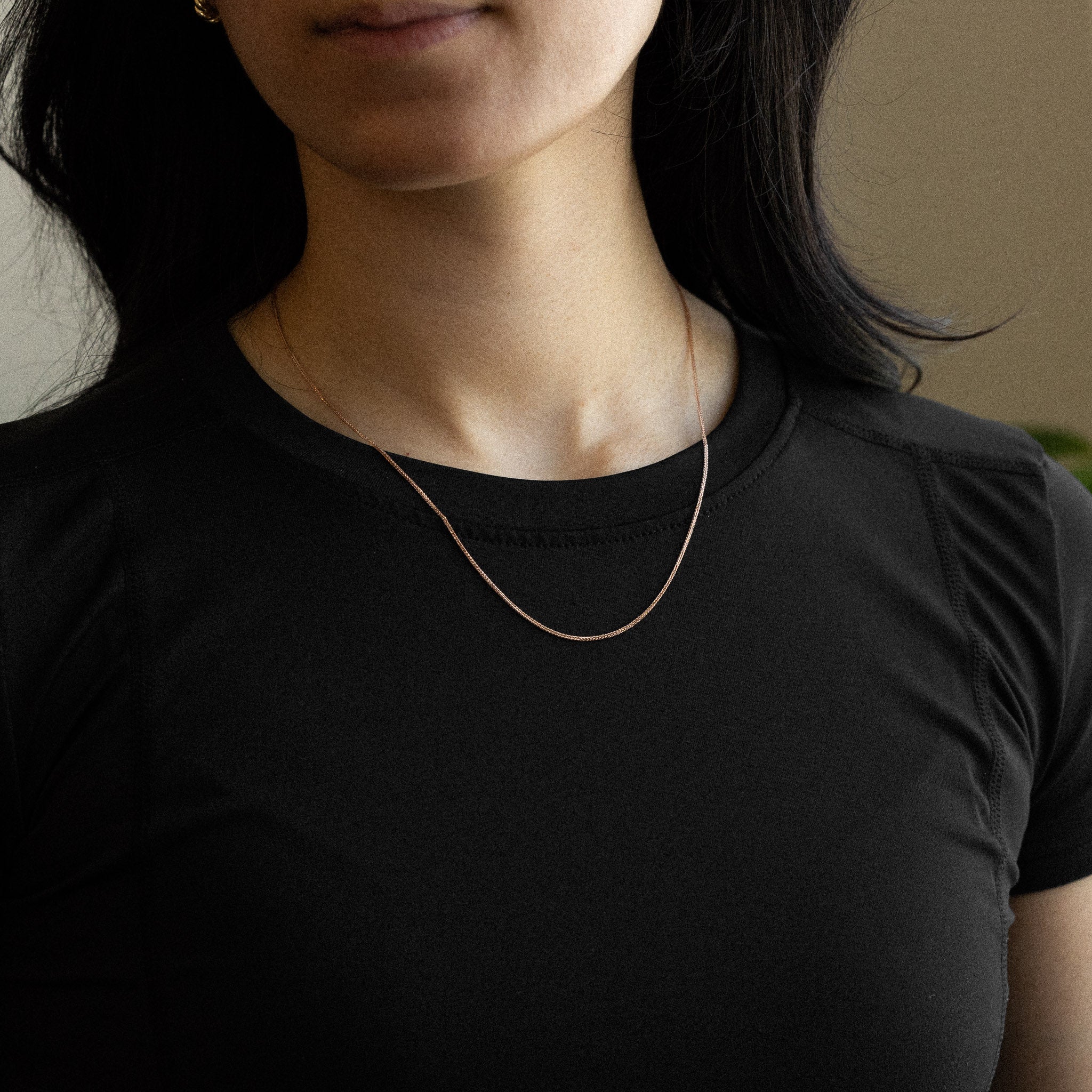 14k Rosegold Gold 0.8mm Sq Dc Wheat Chain - Model CH-0553